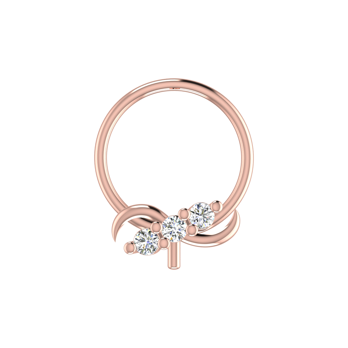 14K Gold Twilight Spark Design 0.04ct Lab Grown Diamond Nose Pin
