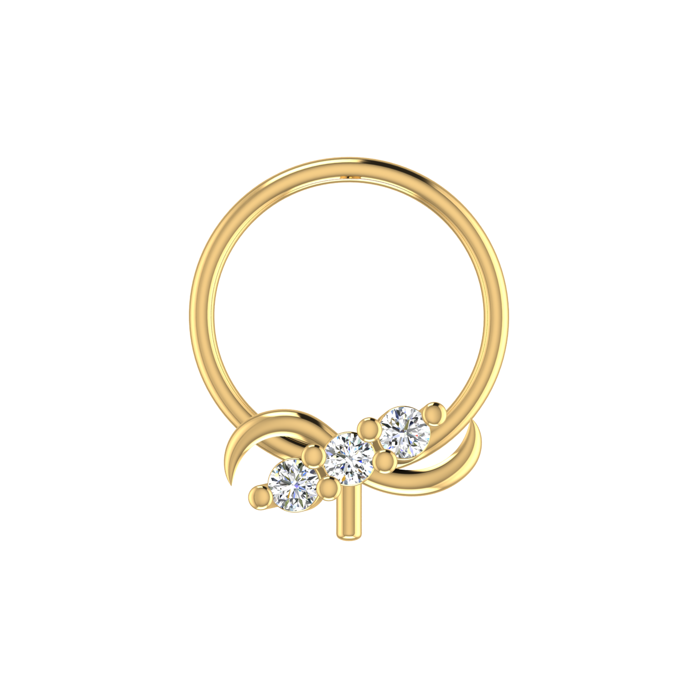14K Gold Twilight Spark Design 0.04ct Lab Grown Diamond Nose Pin