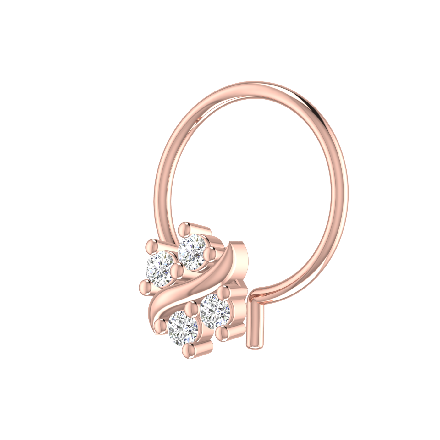 14K Gold Radiant Cluster Design 0.06ct Lab Grown Diamond Nose Pin