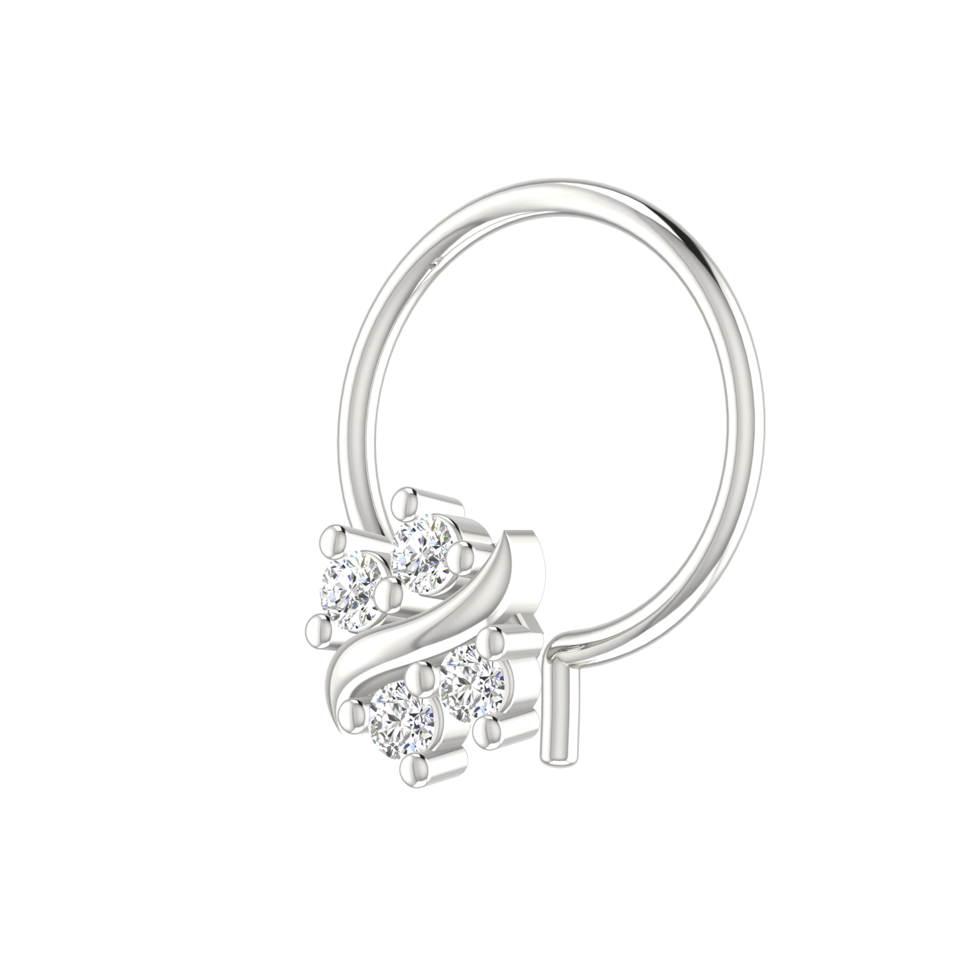 14K Gold Radiant Cluster Design 0.06ct Lab Grown Diamond Nose Pin