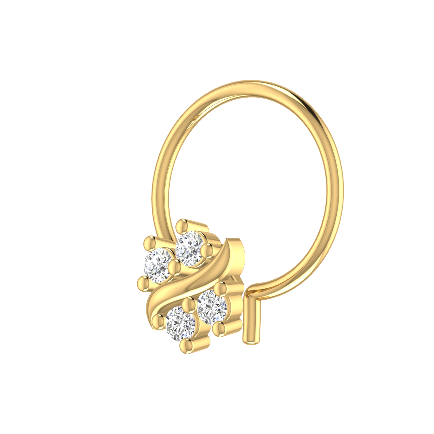 14K Gold Radiant Cluster Design 0.06ct Lab Grown Diamond Nose Pin