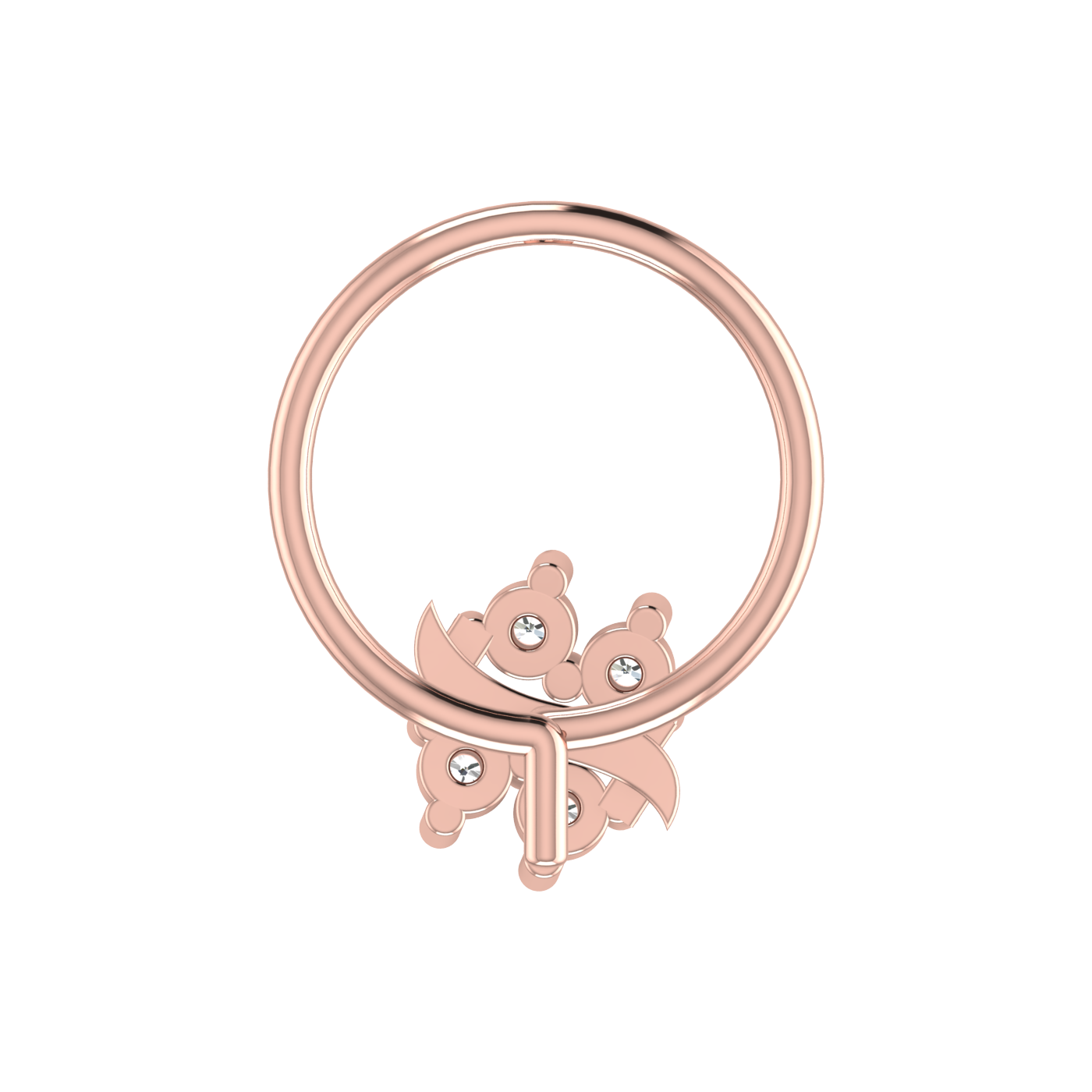 14K Gold Radiant Cluster Design 0.06ct Lab Grown Diamond Nose Pin