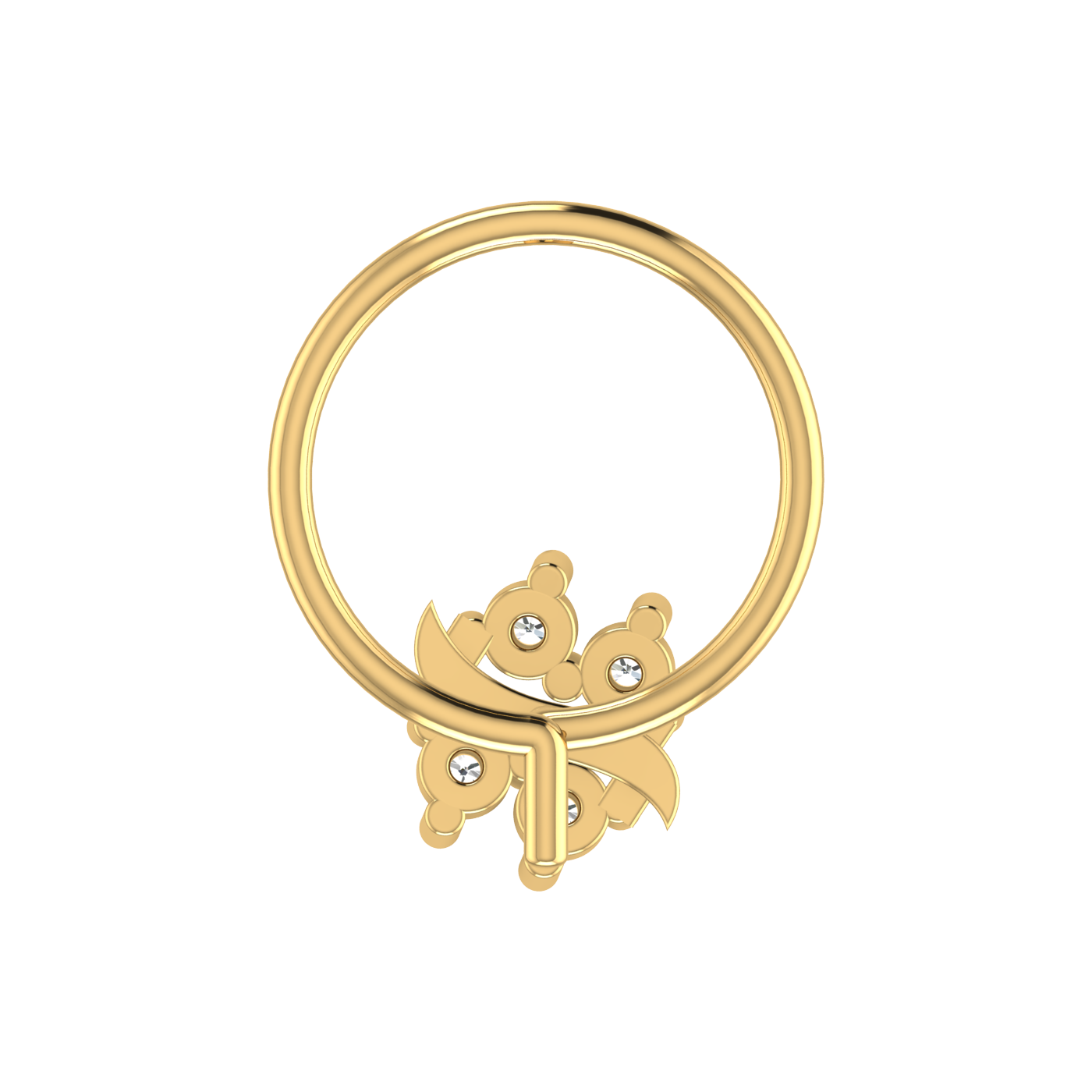 14K Gold Radiant Cluster Design 0.06ct Lab Grown Diamond Nose Pin