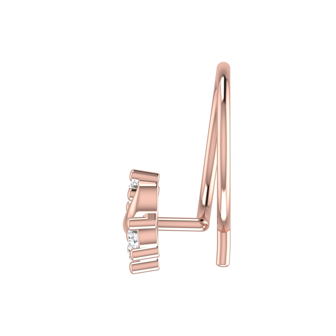 14K Gold Radiant Cluster Design 0.06ct Lab Grown Diamond Nose Pin