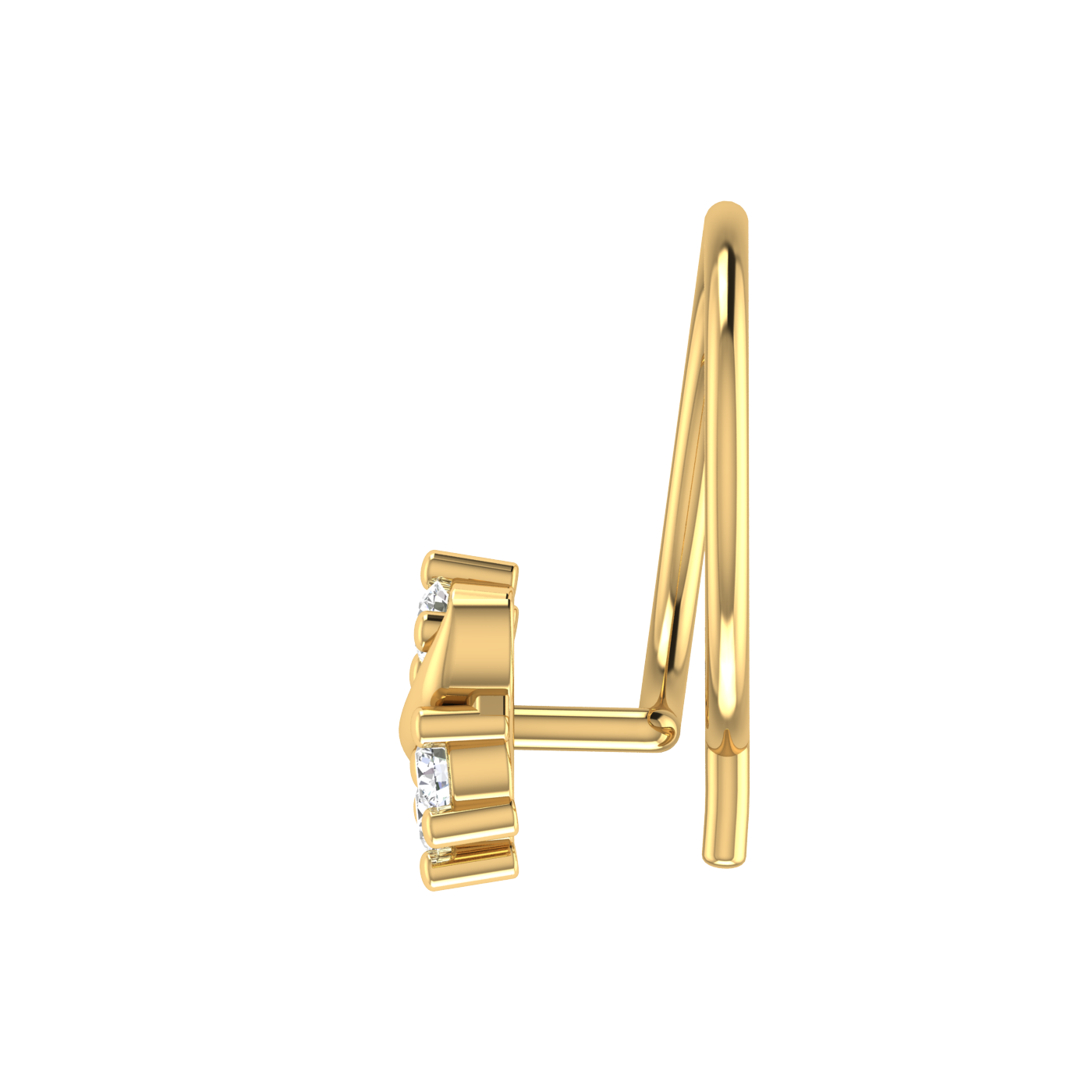 14K Gold Radiant Cluster Design 0.06ct Lab Grown Diamond Nose Pin