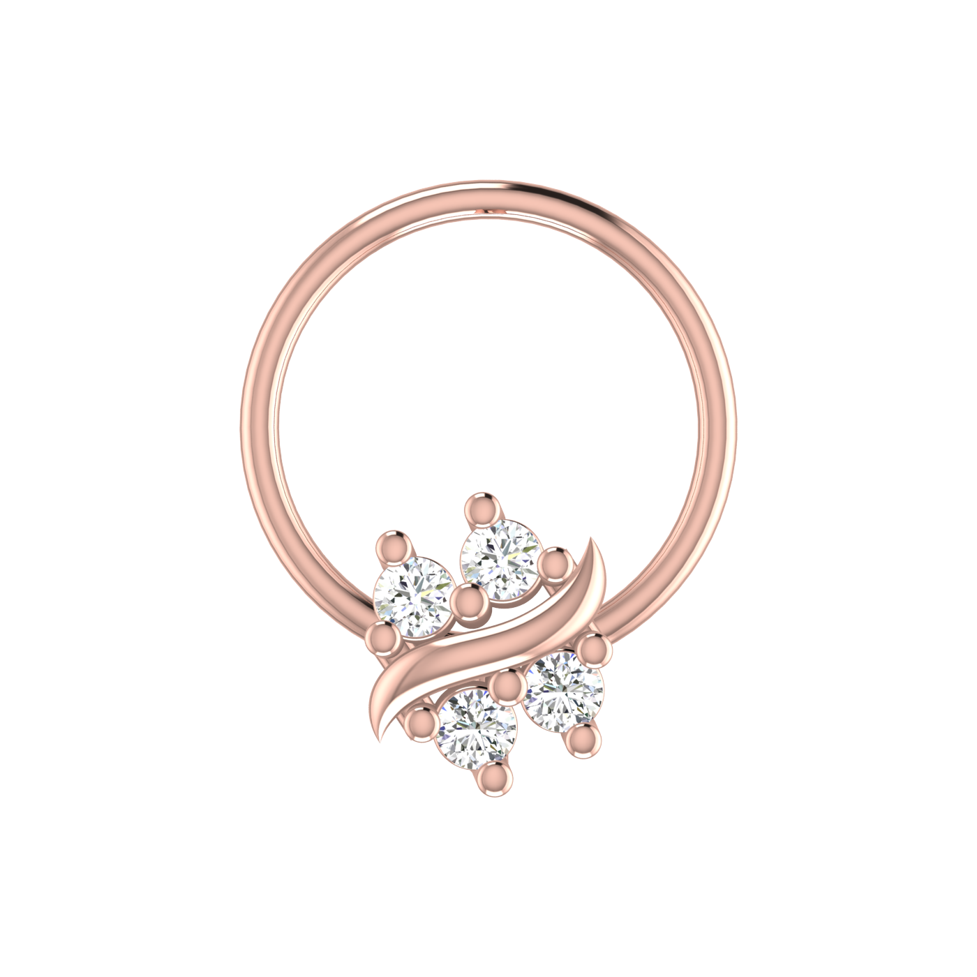 14K Gold Radiant Cluster Design 0.06ct Lab Grown Diamond Nose Pin