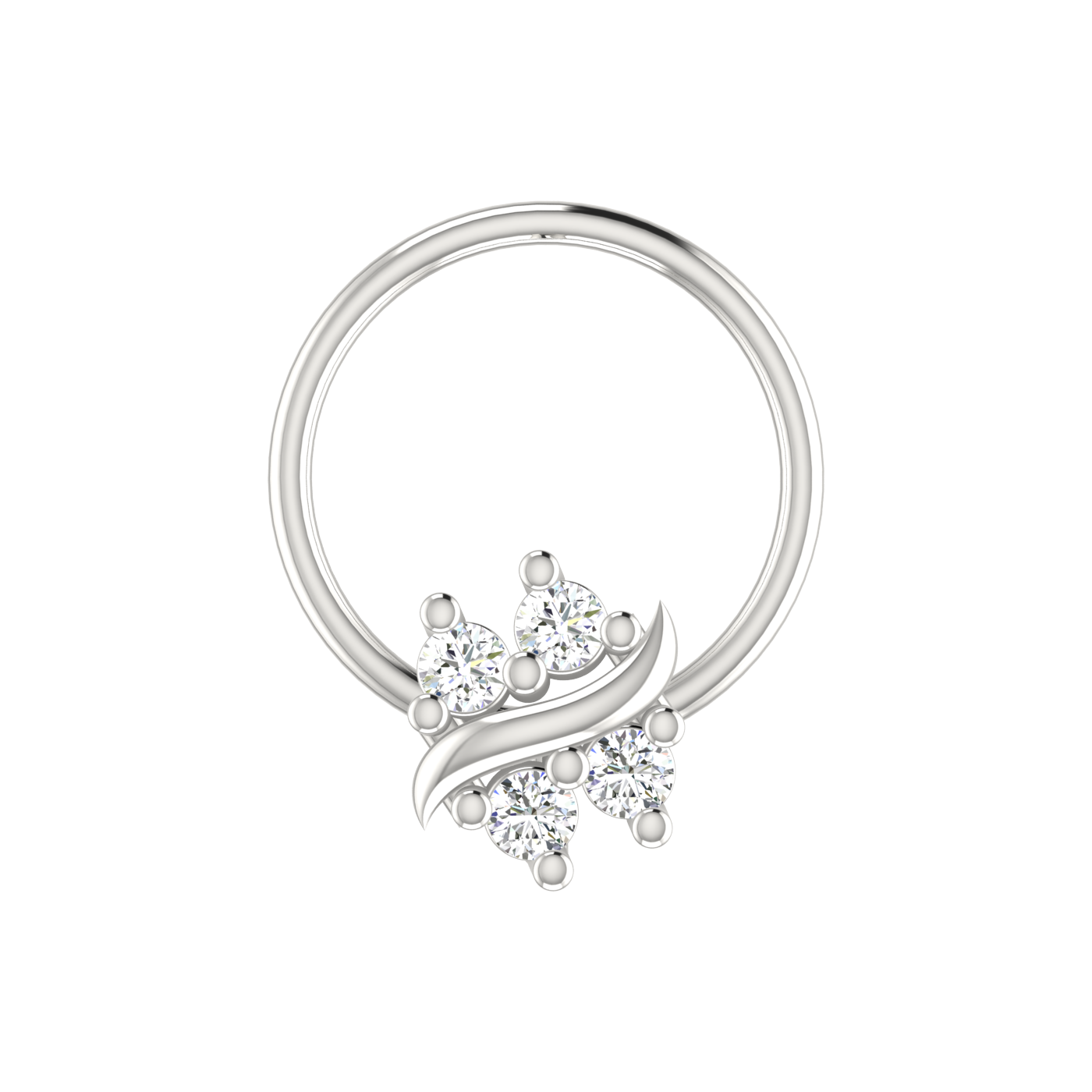 14K Gold Radiant Cluster Design 0.06ct Lab Grown Diamond Nose Pin