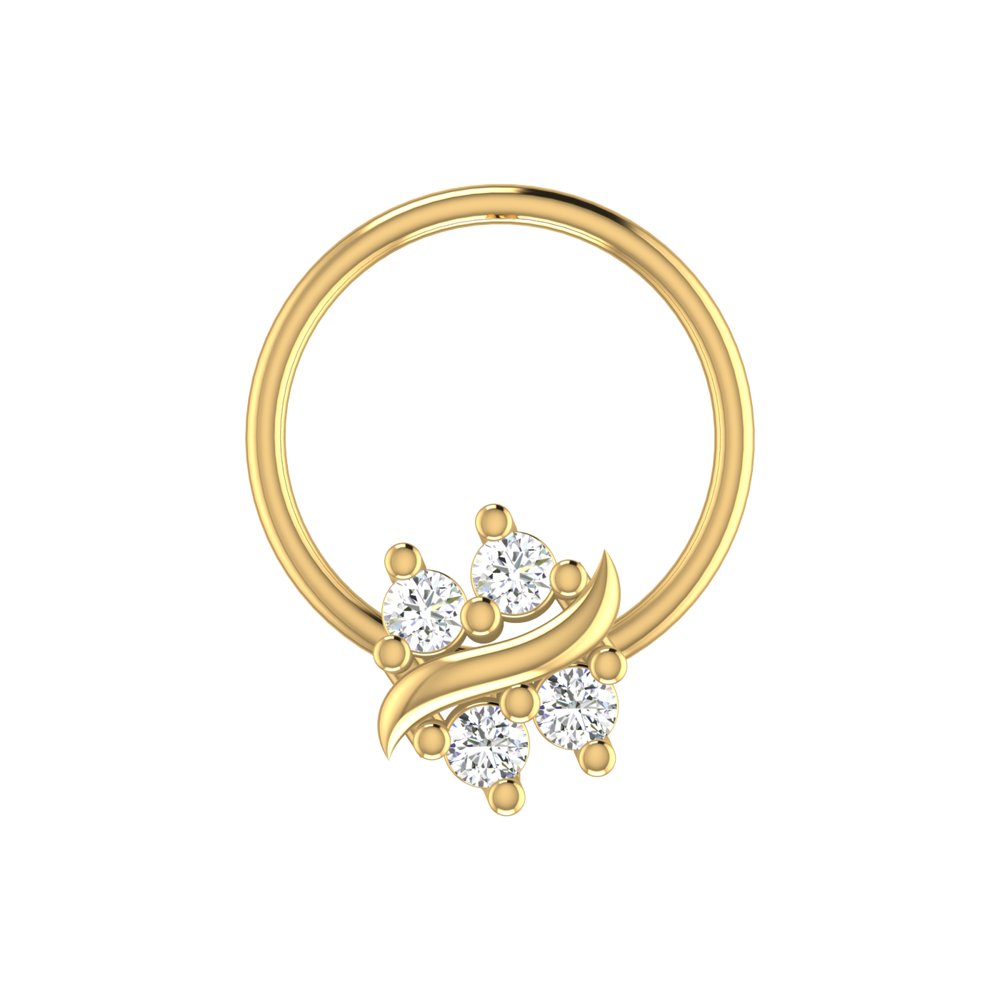14K Gold Radiant Cluster Design 0.06ct Lab Grown Diamond Nose Pin