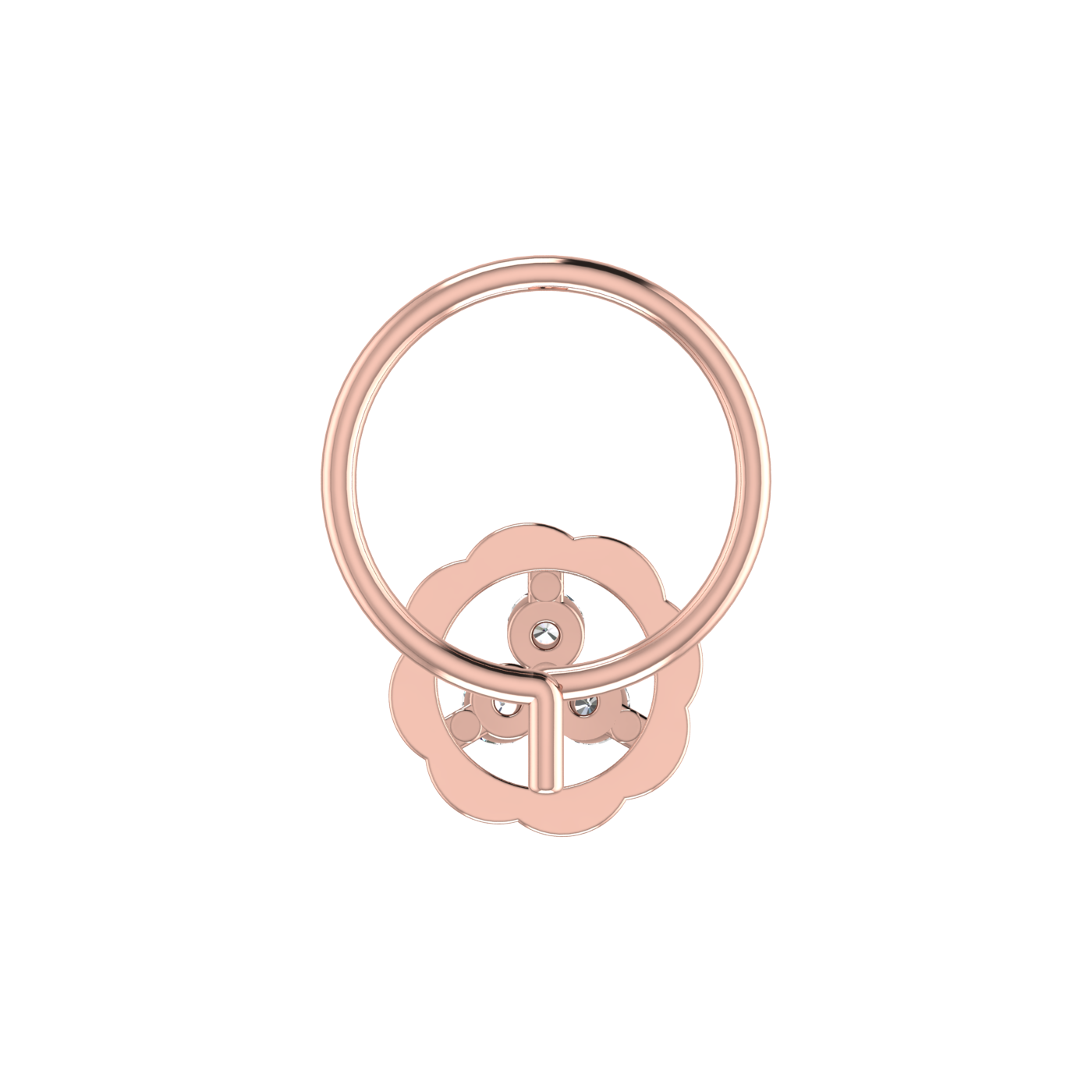 14K Gold Blossom Trio Design 0.045ct Lab Grown Diamond Nose Pin