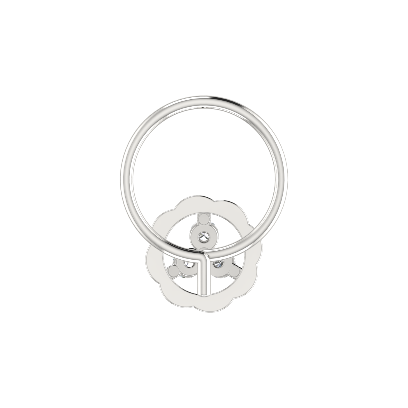 14K Gold Blossom Trio Design 0.045ct Lab Grown Diamond Nose Pin