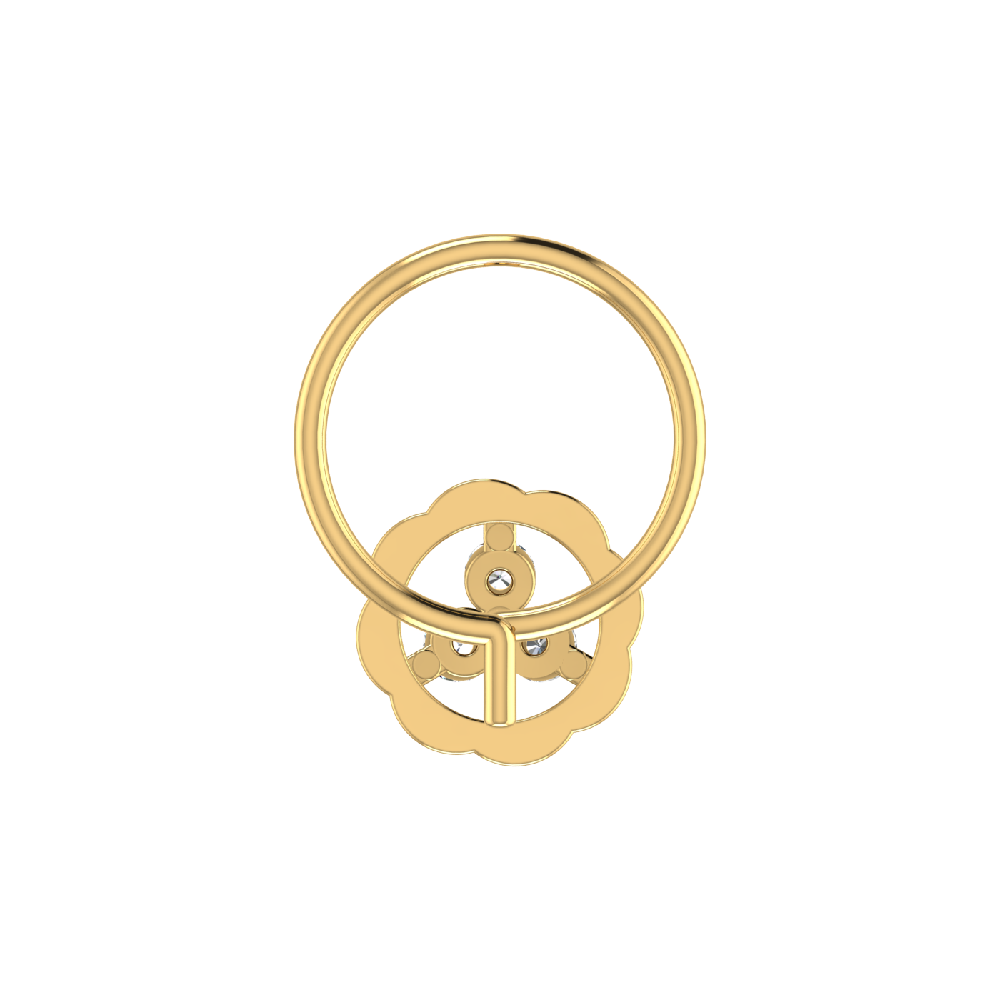 14K Gold Blossom Trio Design 0.045ct Lab Grown Diamond Nose Pin
