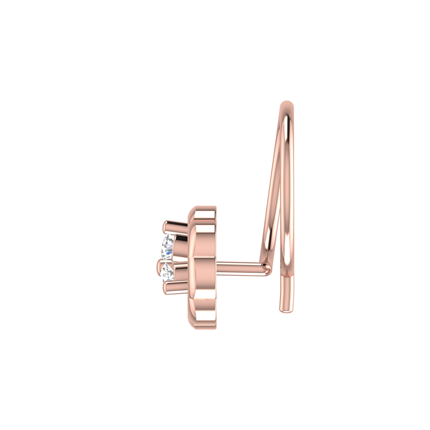 14K Gold Blossom Trio Design 0.045ct Lab Grown Diamond Nose Pin