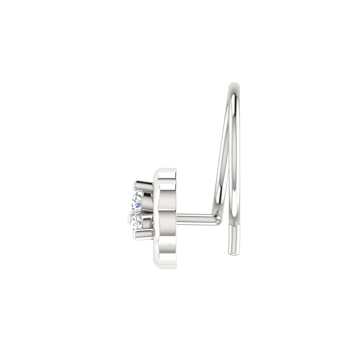 14K Gold Blossom Trio Design 0.045ct Lab Grown Diamond Nose Pin