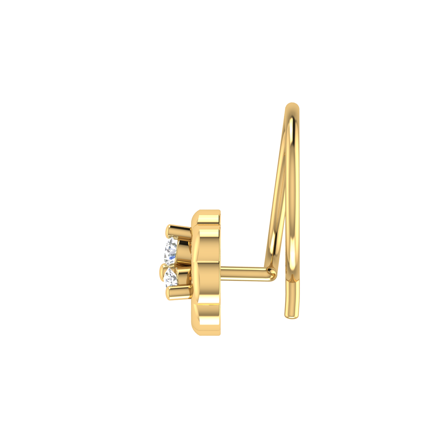 14K Gold Blossom Trio Design 0.045ct Lab Grown Diamond Nose Pin