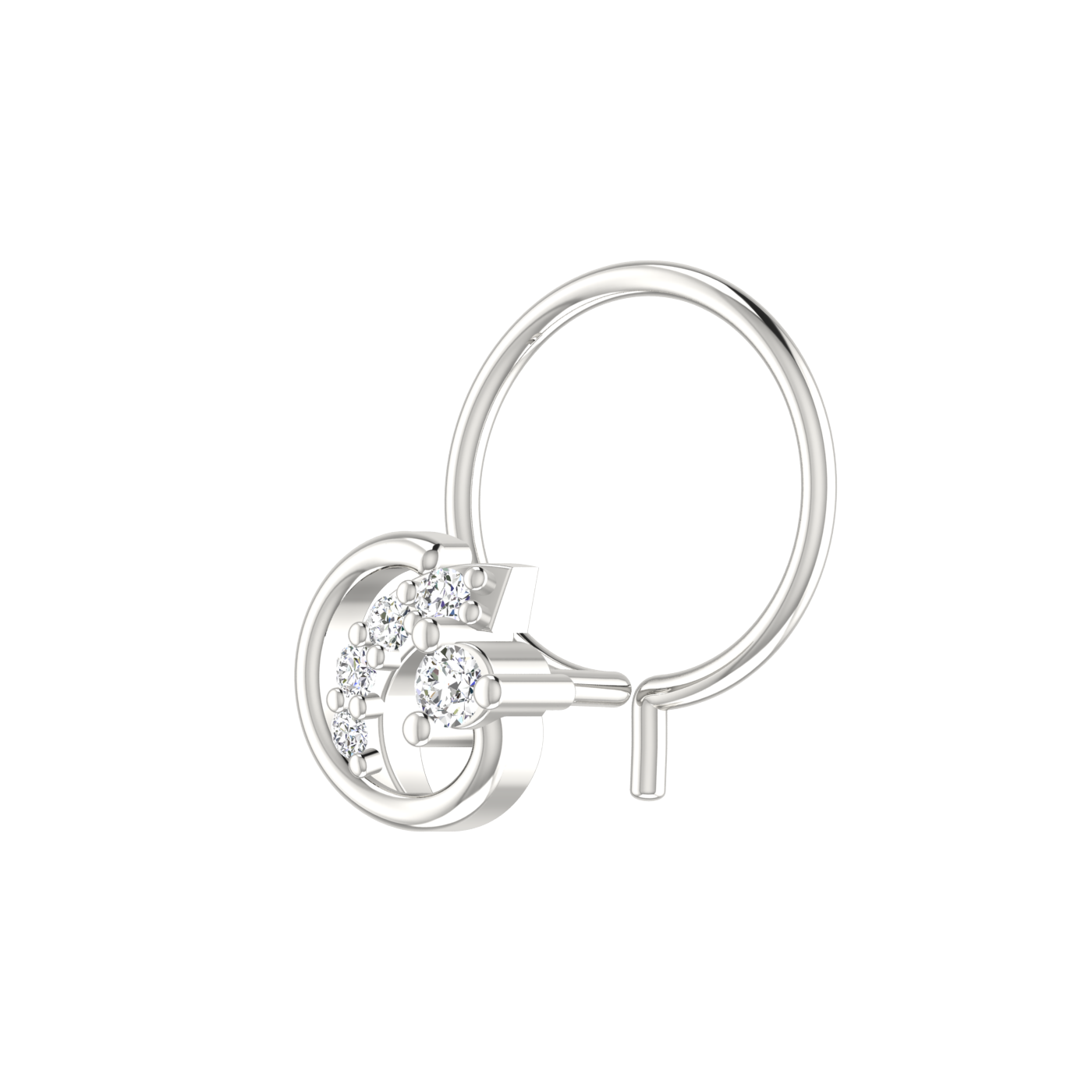 14K Gold Celestial Crescent Design 0.04ct Lab Grown Diamond Nose Pin