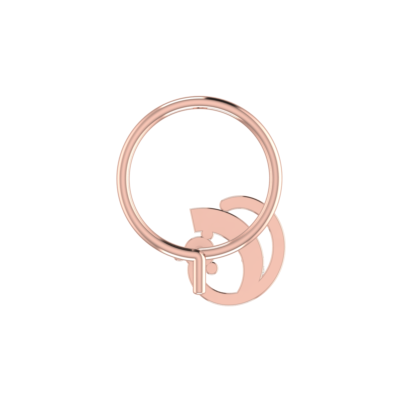 14K Gold Celestial Crescent Design 0.04ct Lab Grown Diamond Nose Pin
