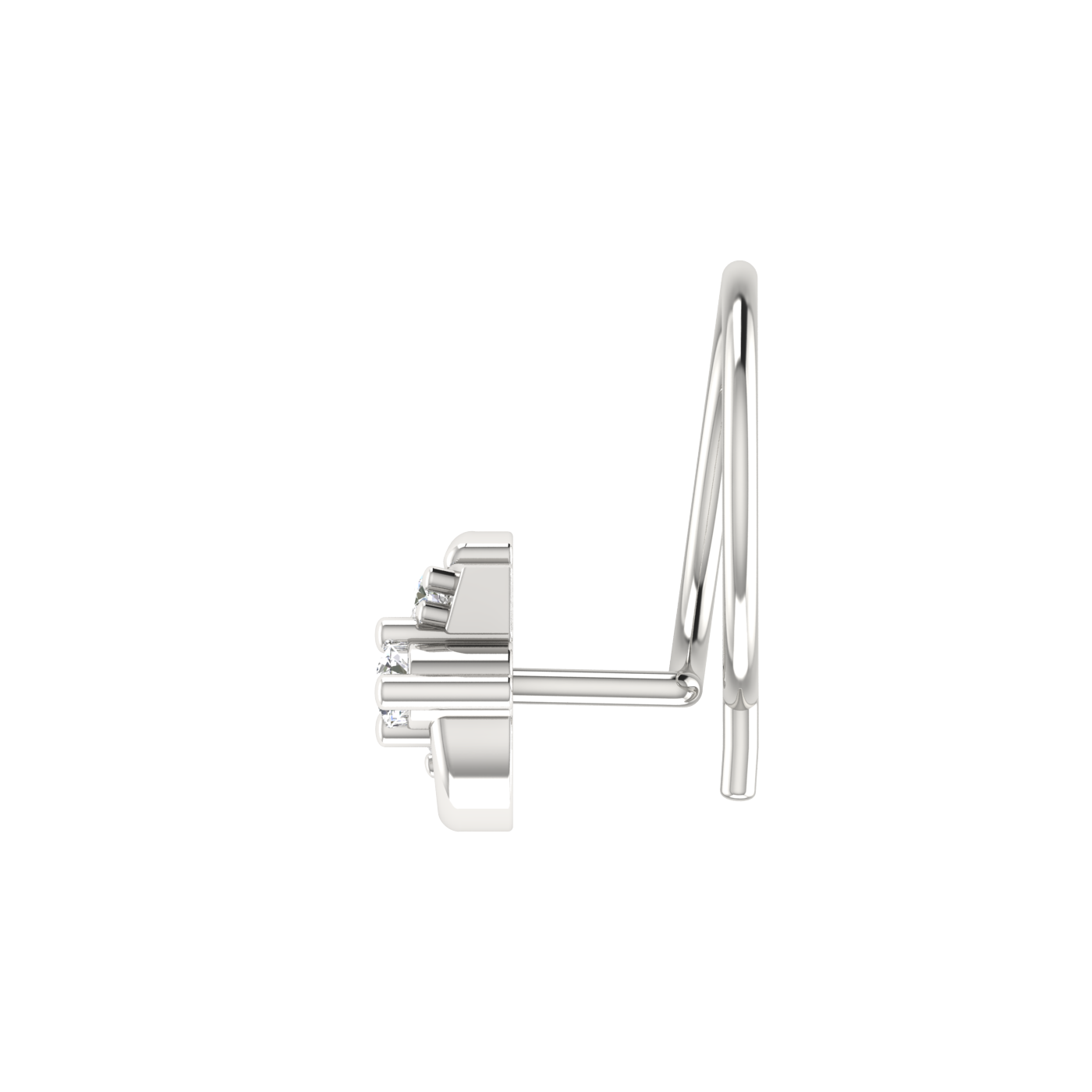 14K Gold Celestial Crescent Design 0.04ct Lab Grown Diamond Nose Pin