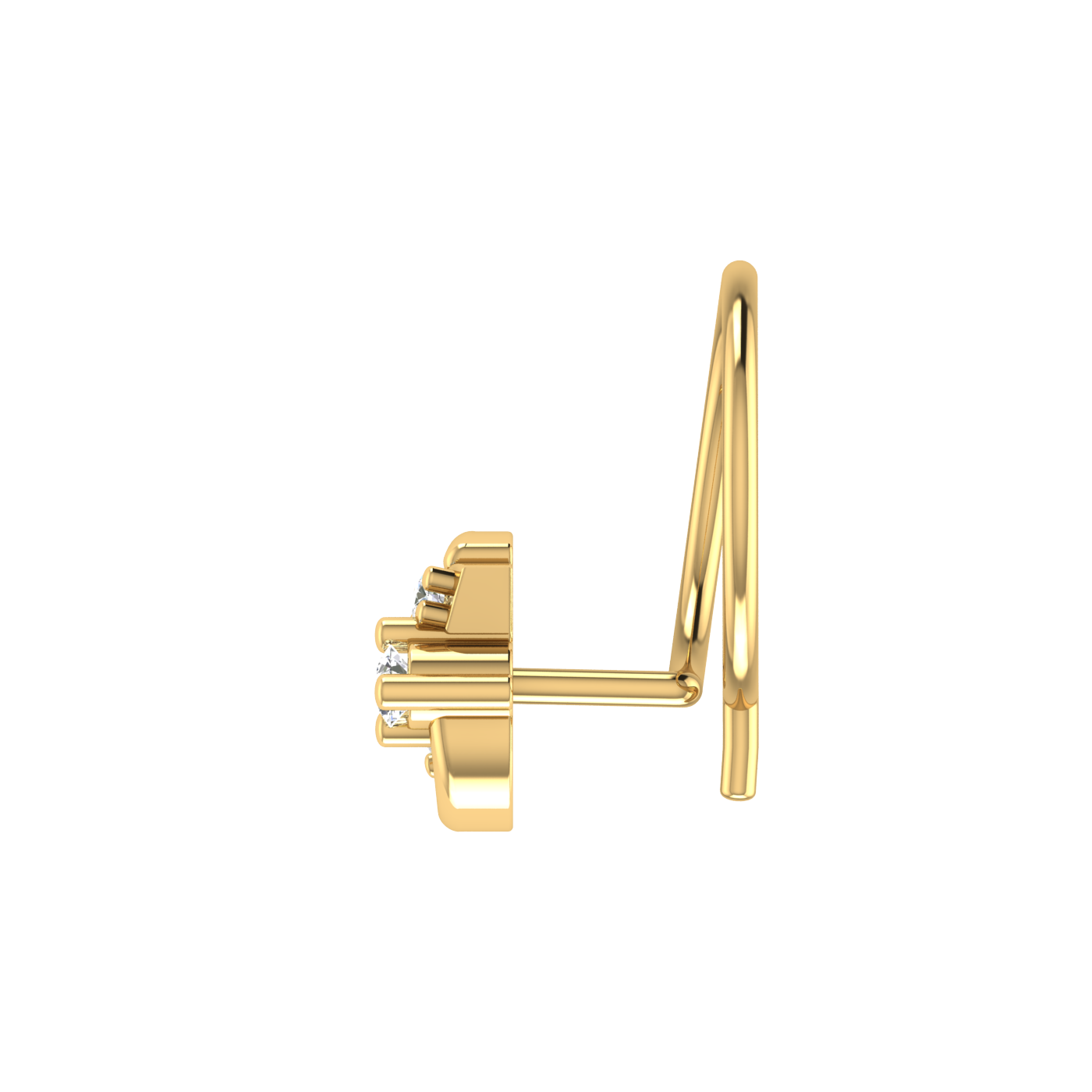14K Gold Celestial Crescent Design 0.04ct Lab Grown Diamond Nose Pin