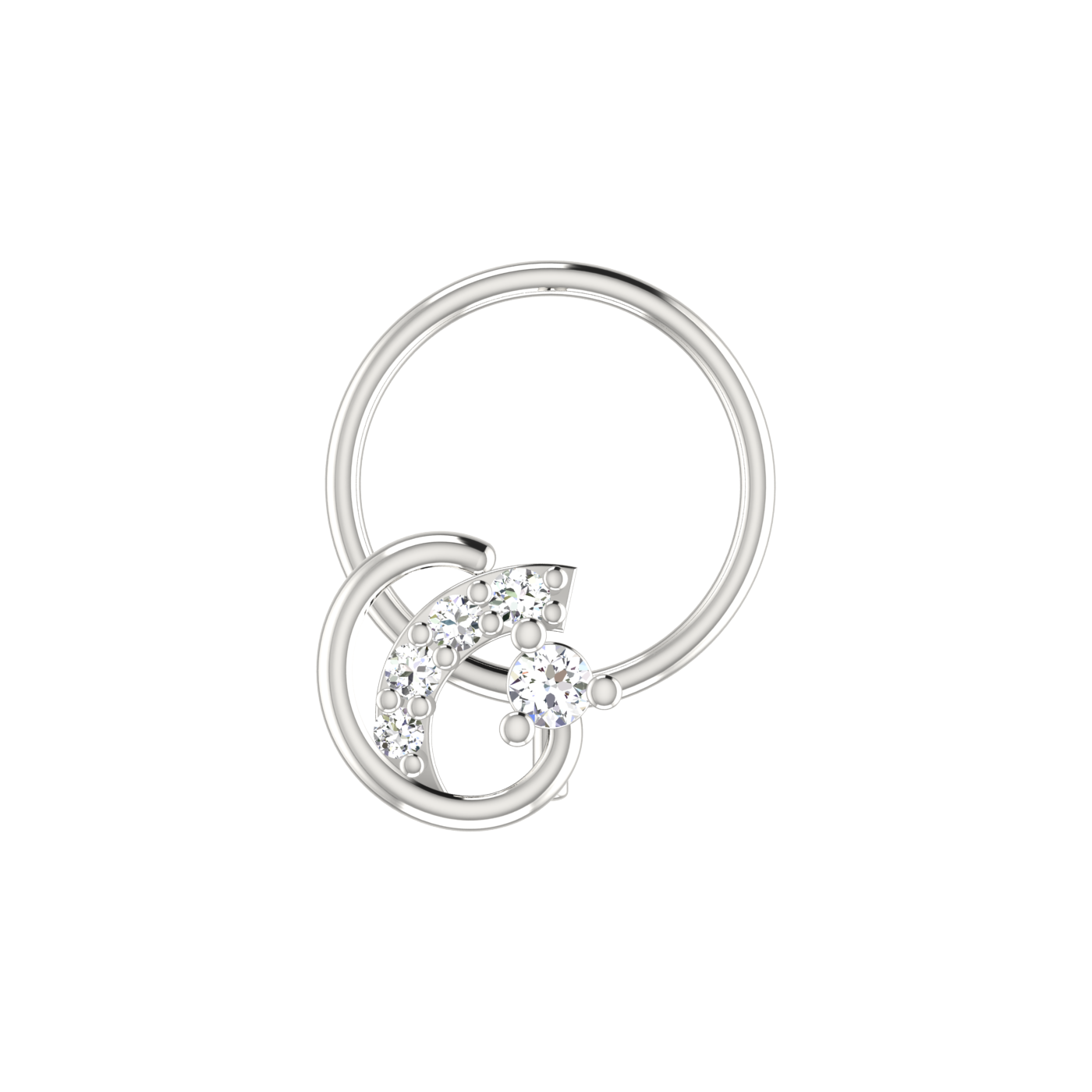14K Gold Celestial Crescent Design 0.04ct Lab Grown Diamond Nose Pin