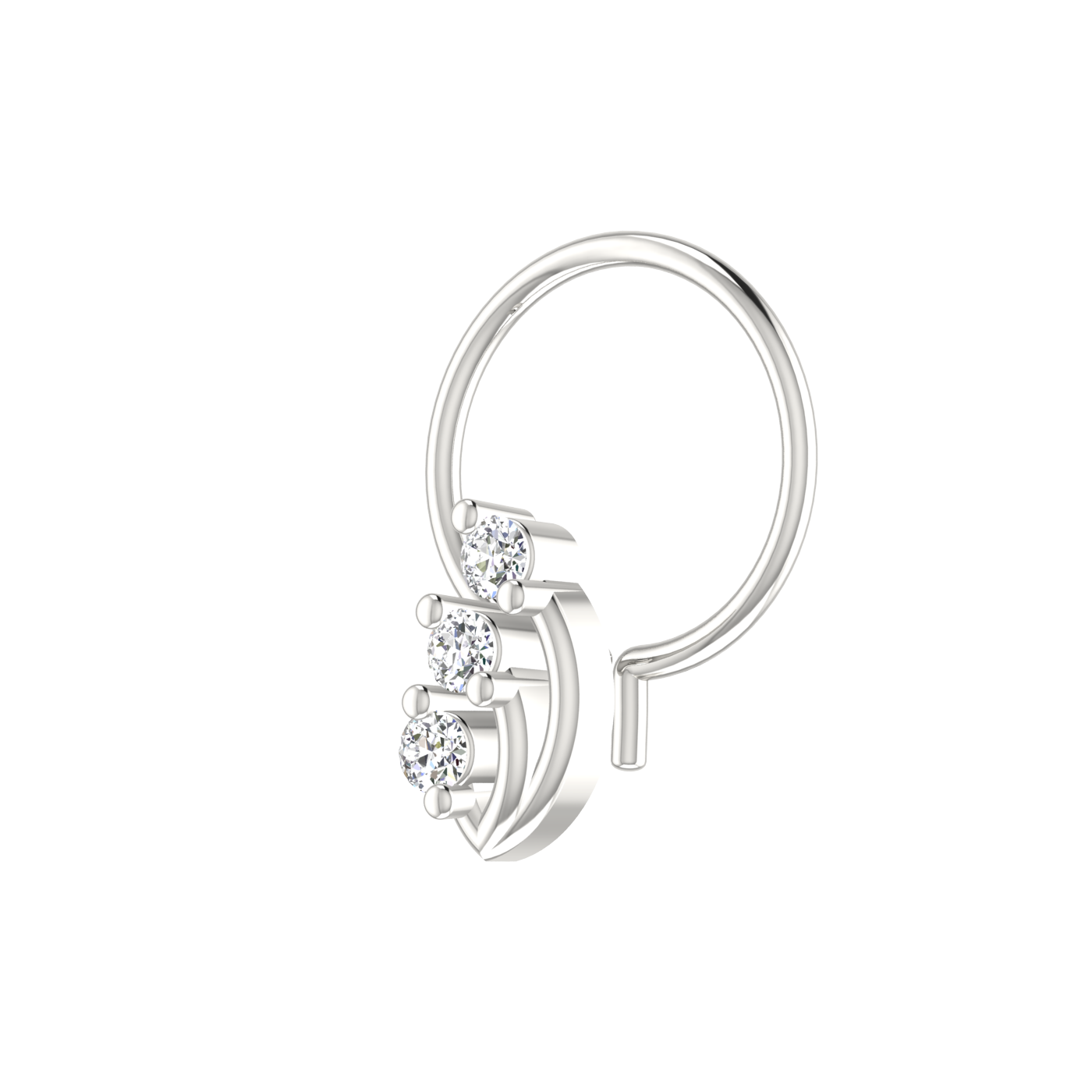 14K Gold Trinity Sparkle Design 0.054ct Lab Grown Diamond Nose Pin