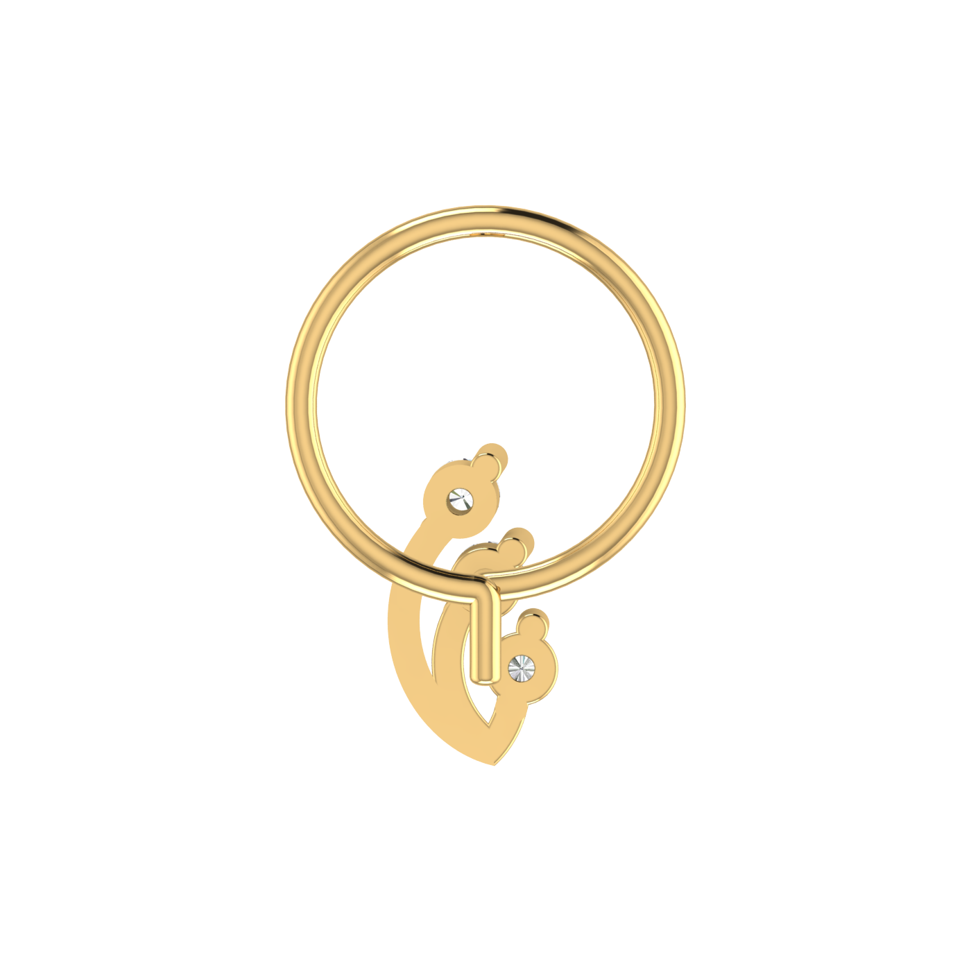 14K Gold Trinity Sparkle Design 0.054ct Lab Grown Diamond Nose Pin
