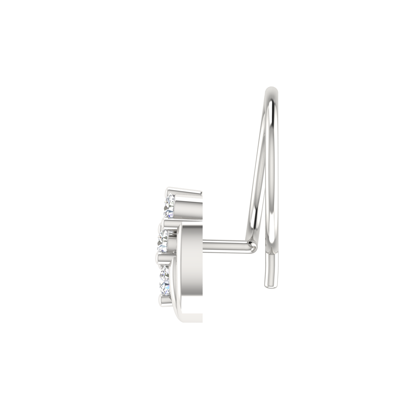 14K Gold Trinity Sparkle Design 0.054ct Lab Grown Diamond Nose Pin