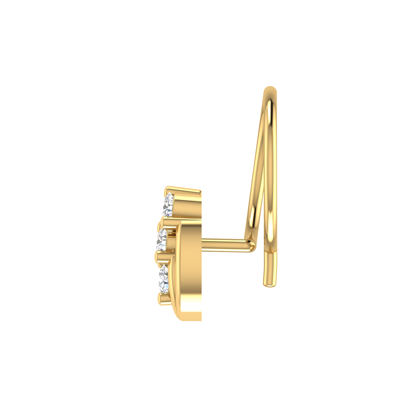 14K Gold Trinity Sparkle Design 0.054ct Lab Grown Diamond Nose Pin