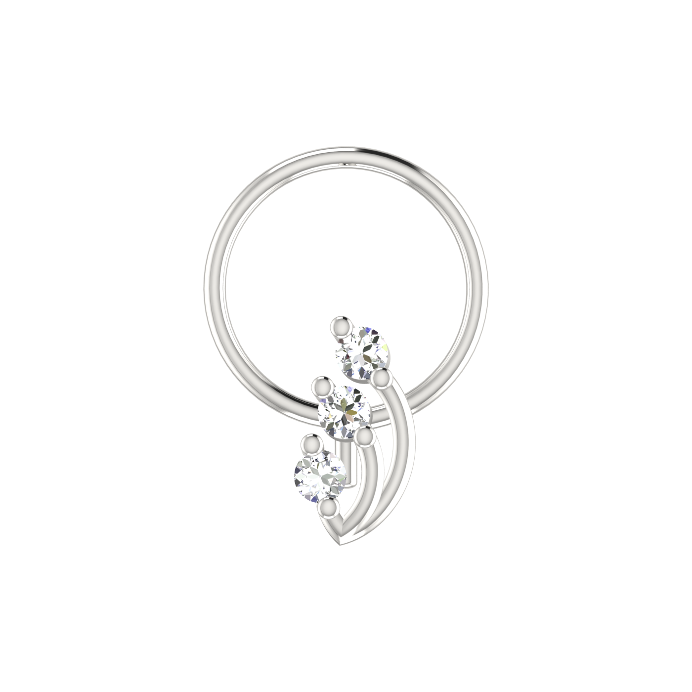 14K Gold Trinity Sparkle Design 0.054ct Lab Grown Diamond Nose Pin
