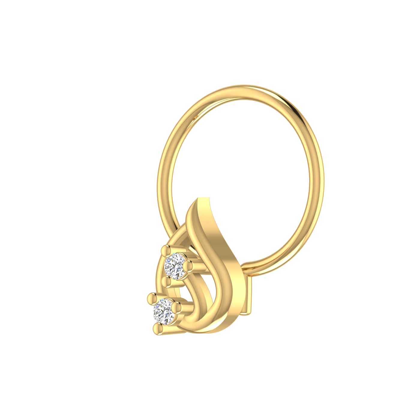 14K Gold Dewdrop Elegance Design 0.02ct Lab Grown Diamond Nose Pin