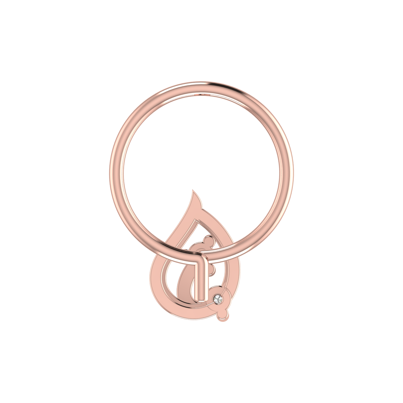 14K Gold Dewdrop Elegance Design 0.02ct Lab Grown Diamond Nose Pin