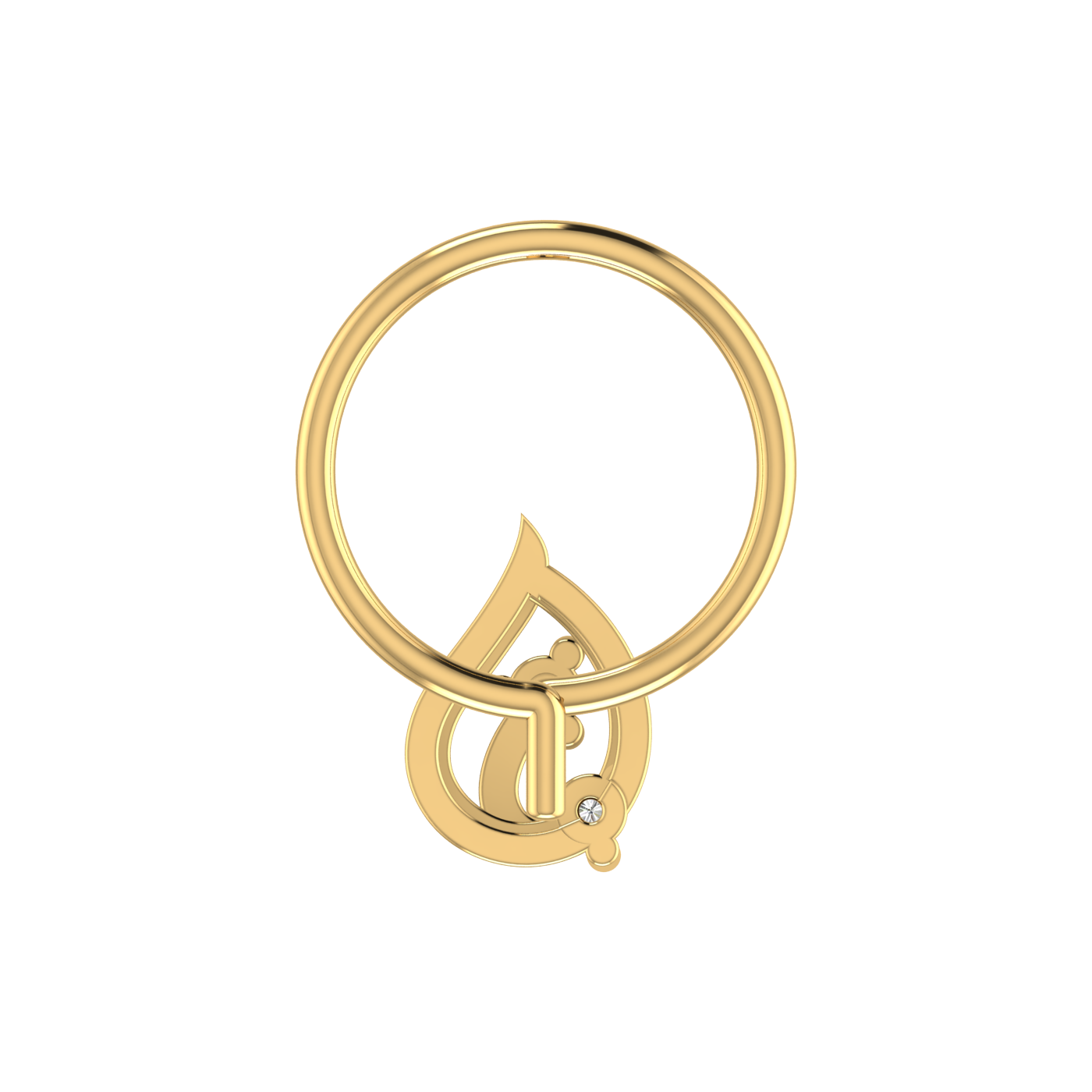 14K Gold Dewdrop Elegance Design 0.02ct Lab Grown Diamond Nose Pin
