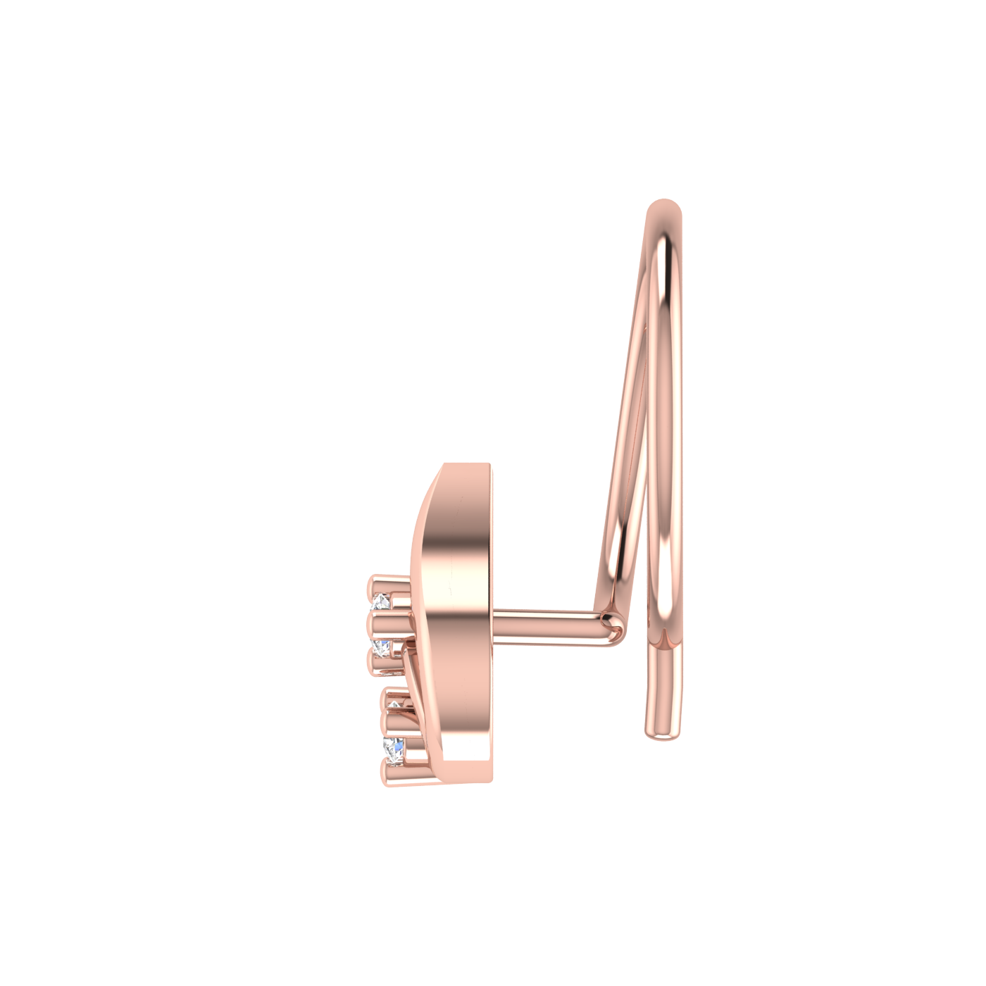 14K Gold Dewdrop Elegance Design 0.02ct Lab Grown Diamond Nose Pin