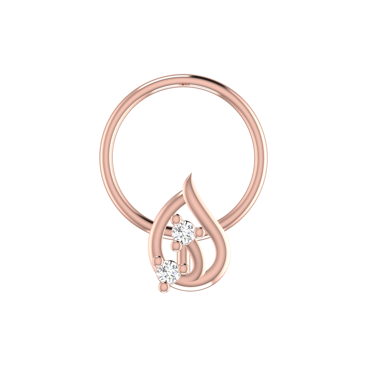 14K Gold Dewdrop Elegance Design 0.02ct Lab Grown Diamond Nose Pin