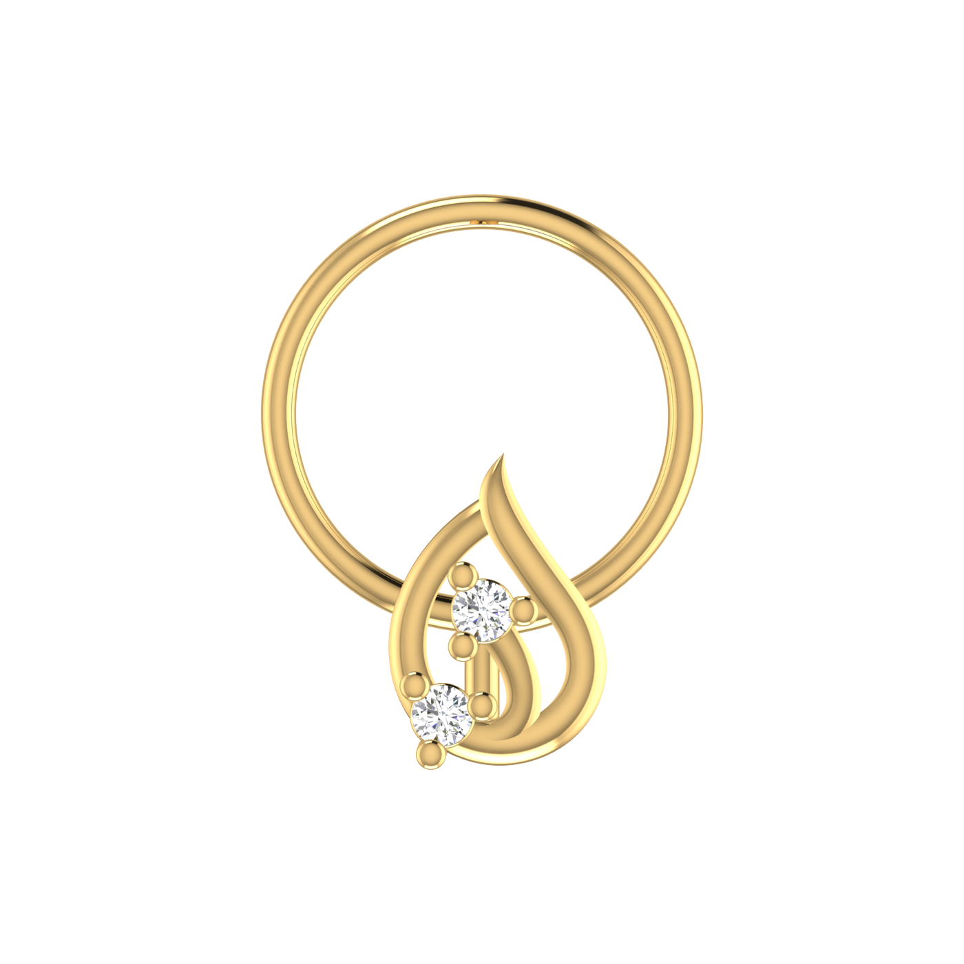 14K Gold Dewdrop Elegance Design 0.02ct Lab Grown Diamond Nose Pin