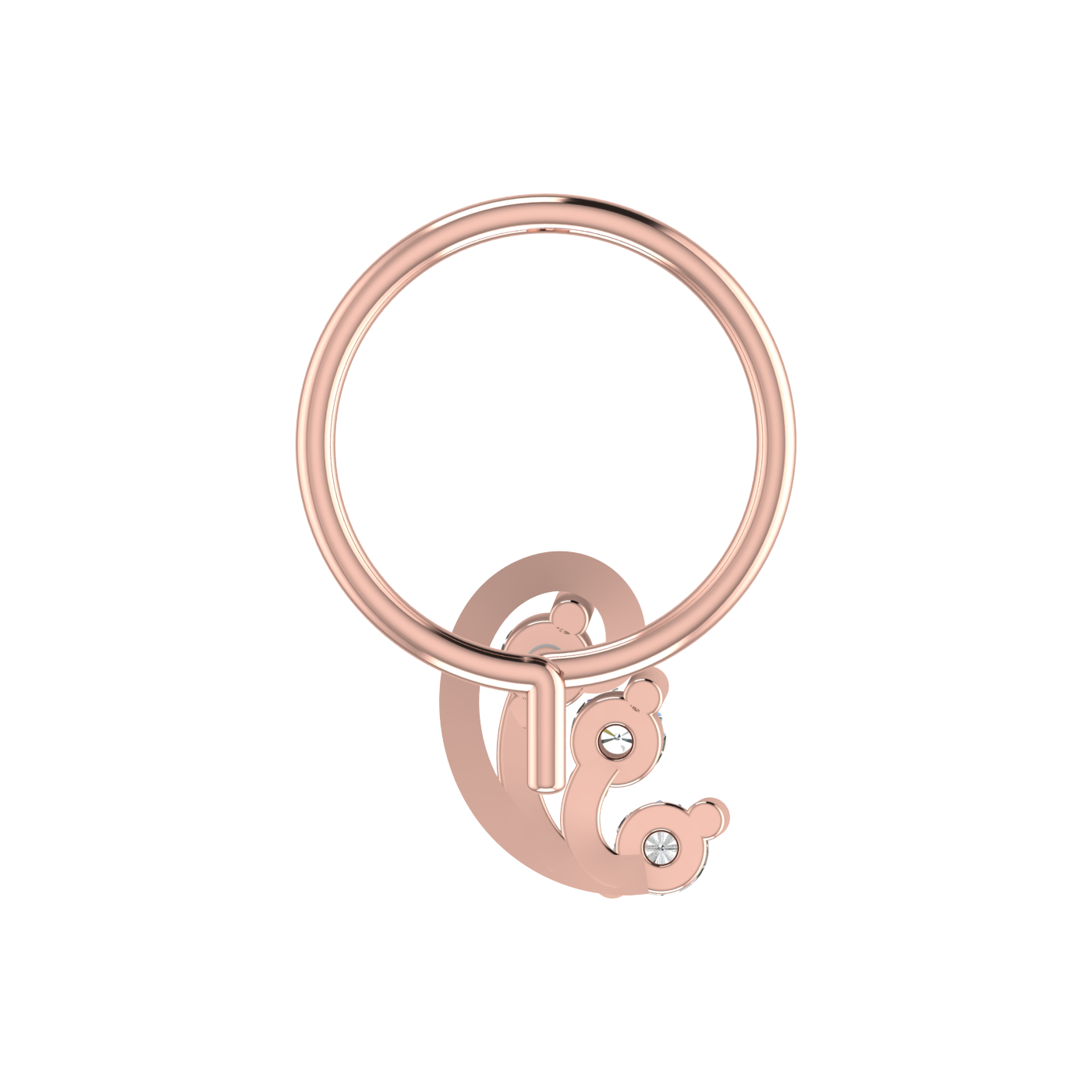 14K Gold Harmony Swirl 0.054ct Lab Grown Diamond Nose Pin