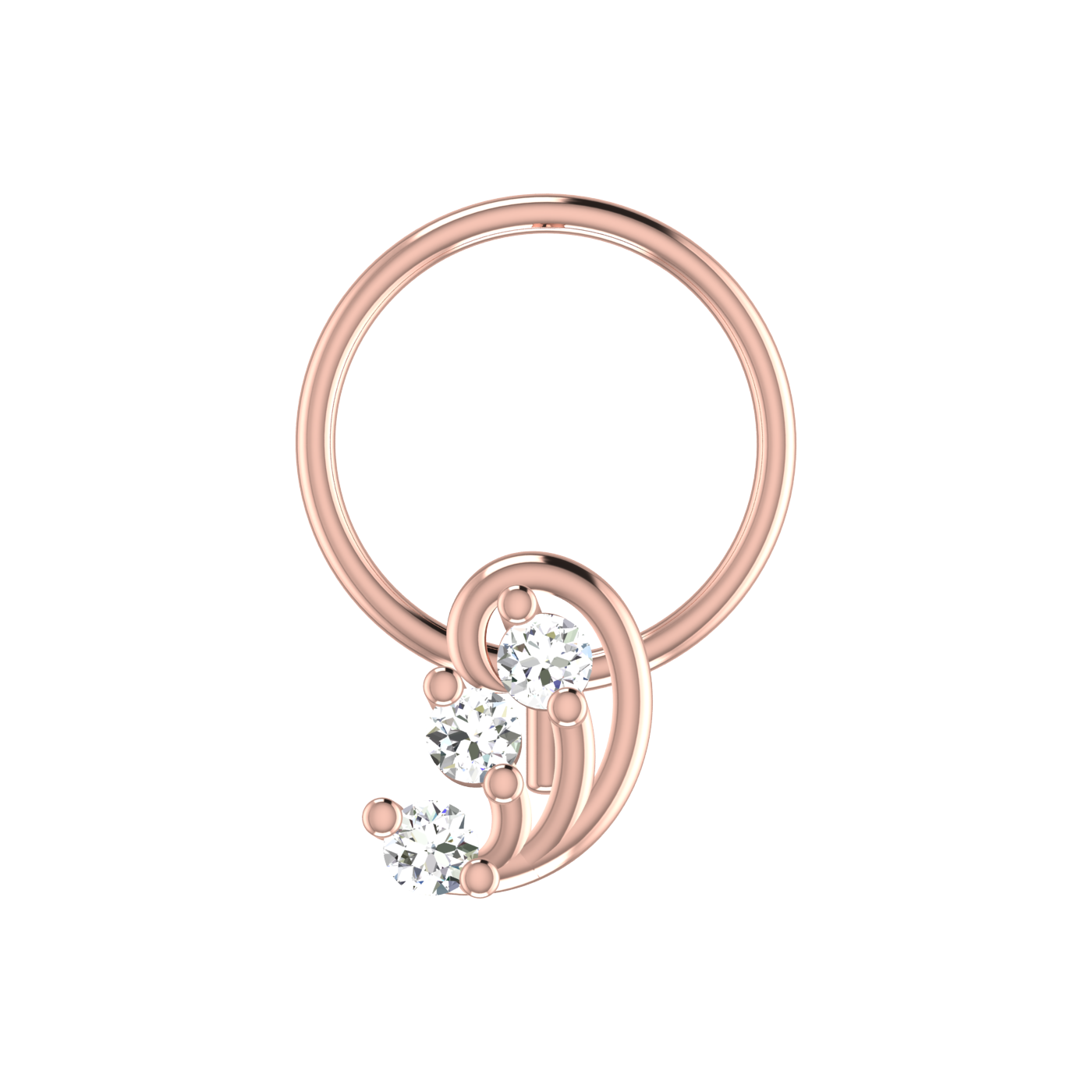 14K Gold Harmony Swirl 0.054ct Lab Grown Diamond Nose Pin