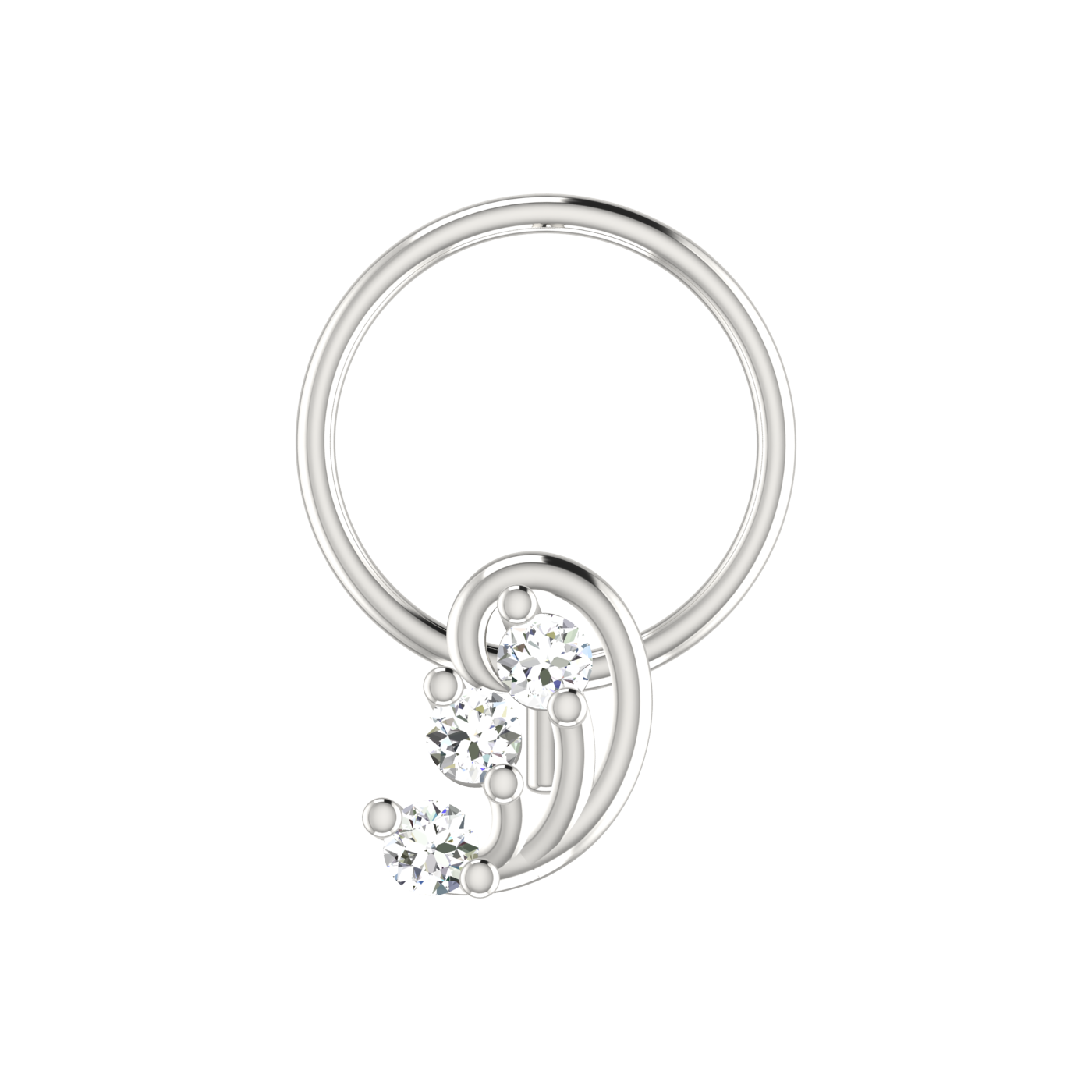 14K Gold Harmony Swirl 0.054ct Lab Grown Diamond Nose Pin