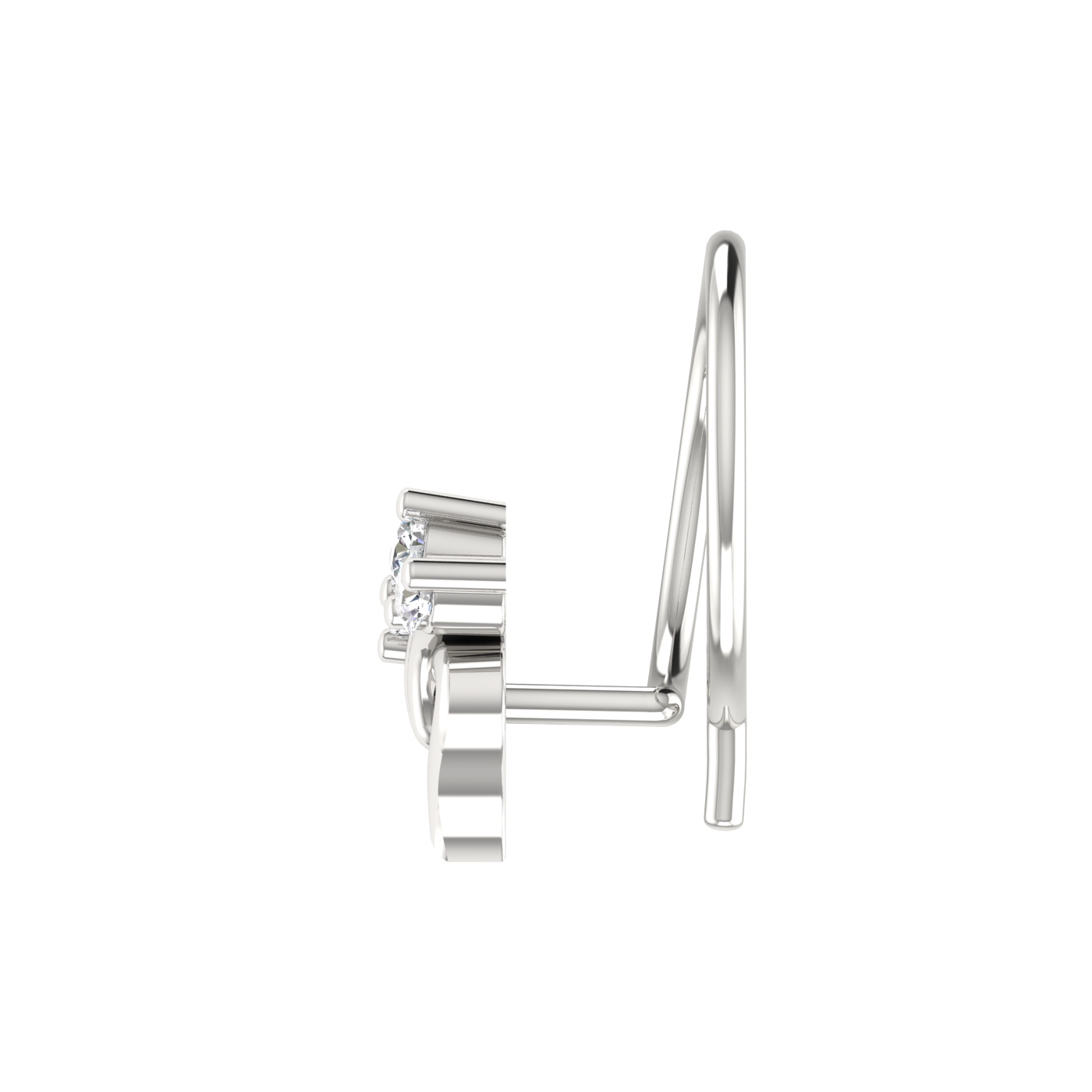 14K Gold Blooming Heart Design 0.03ct Lab Grown Diamond Nose Pin