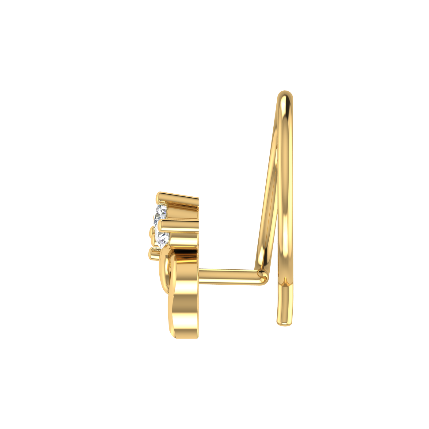 14K Gold Blooming Heart Design 0.03ct Lab Grown Diamond Nose Pin