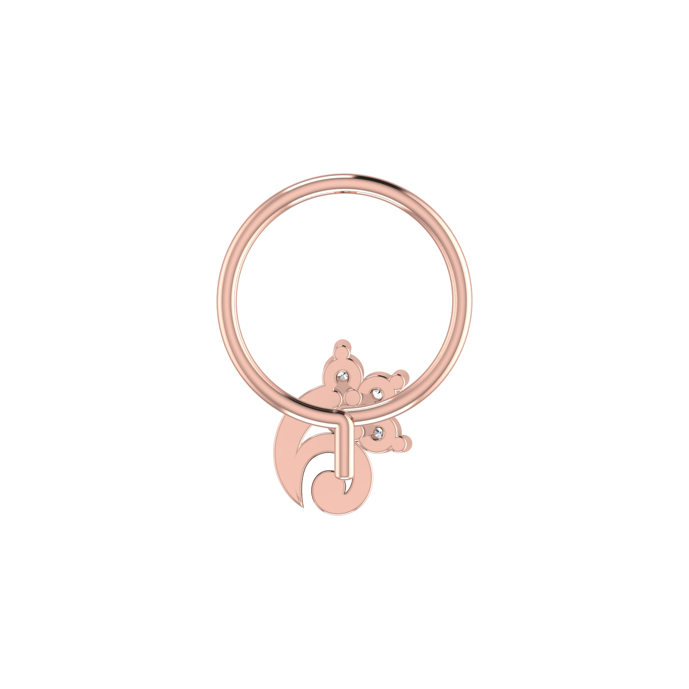 14K Gold Floral Swirl Design 0.045Ct Lab Grown Diamond Nose Pin