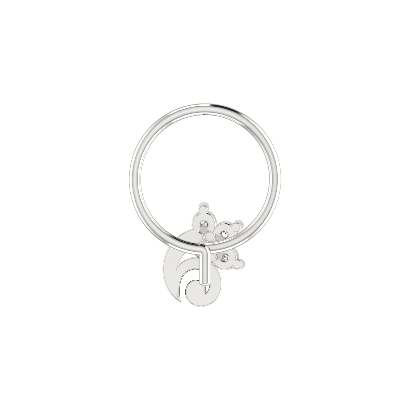 14K Gold Floral Swirl Design 0.045Ct Lab Grown Diamond Nose Pin