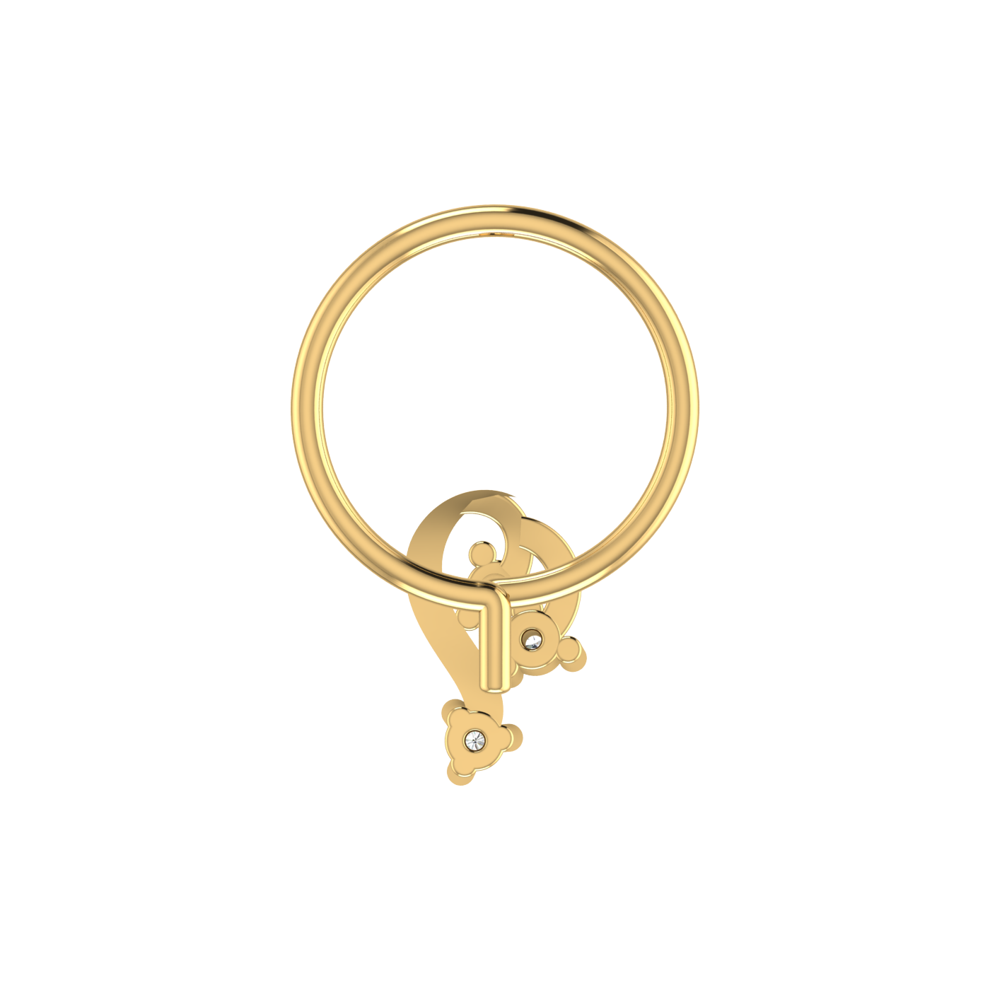14K Gold Serene Swirl Design 0.036ct Lab Grown Diamond Nose Pin