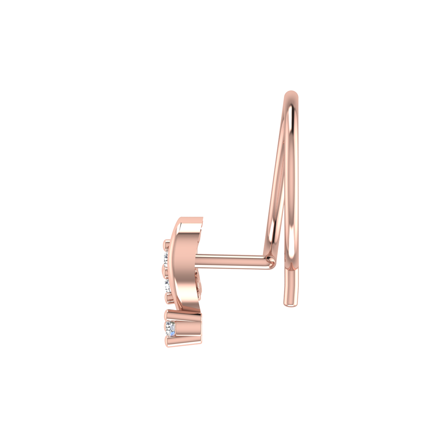 14K Gold Serene Swirl Design 0.036ct Lab Grown Diamond Nose Pin