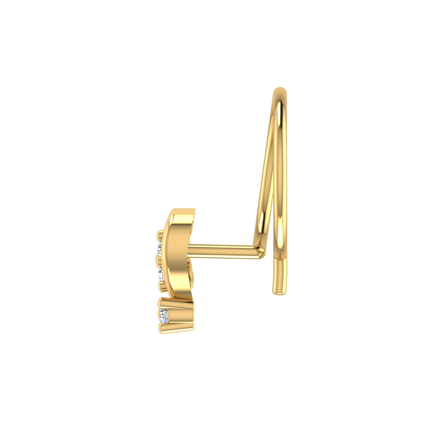 14K Gold Serene Swirl Design 0.036ct Lab Grown Diamond Nose Pin