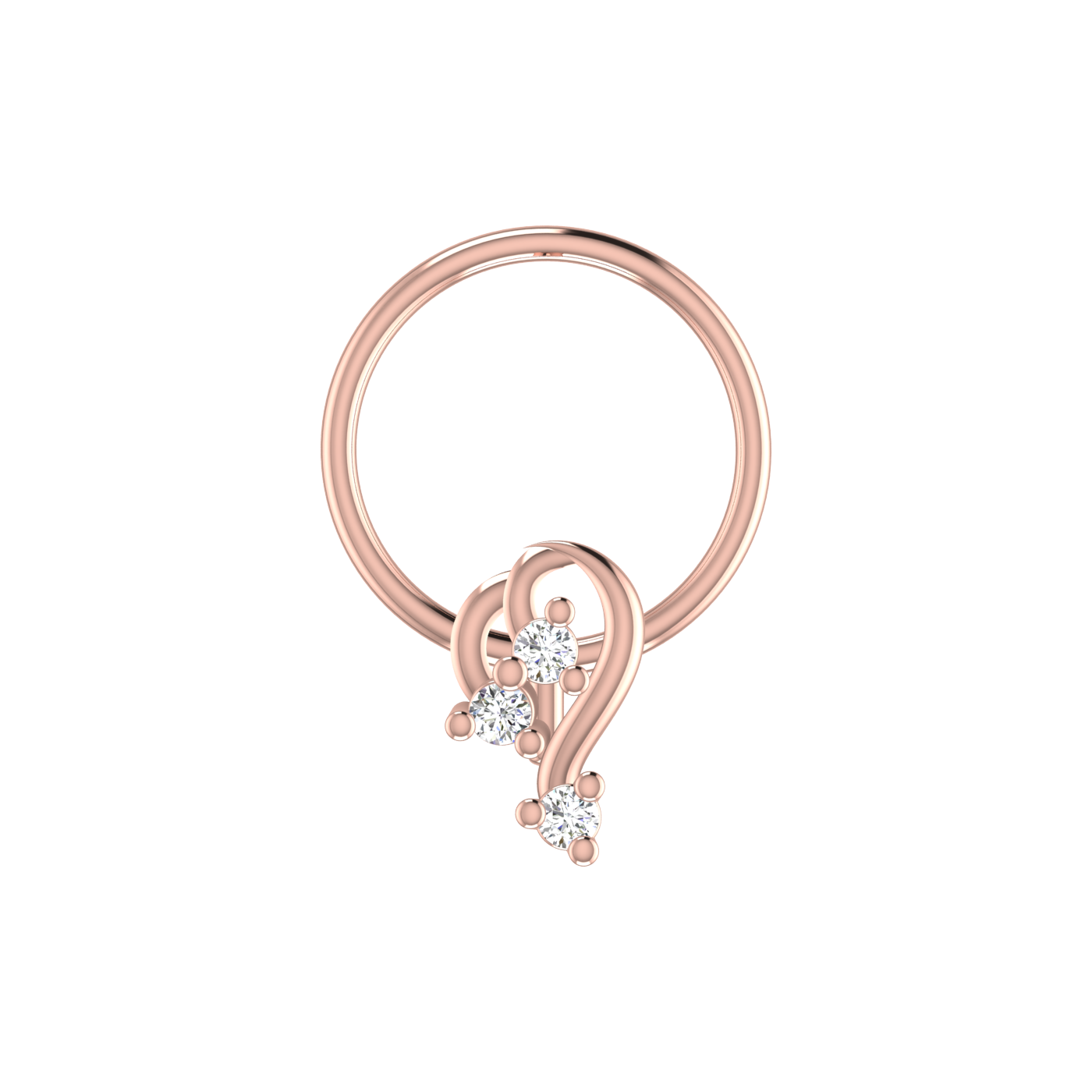 14K Gold Serene Swirl Design 0.036ct Lab Grown Diamond Nose Pin