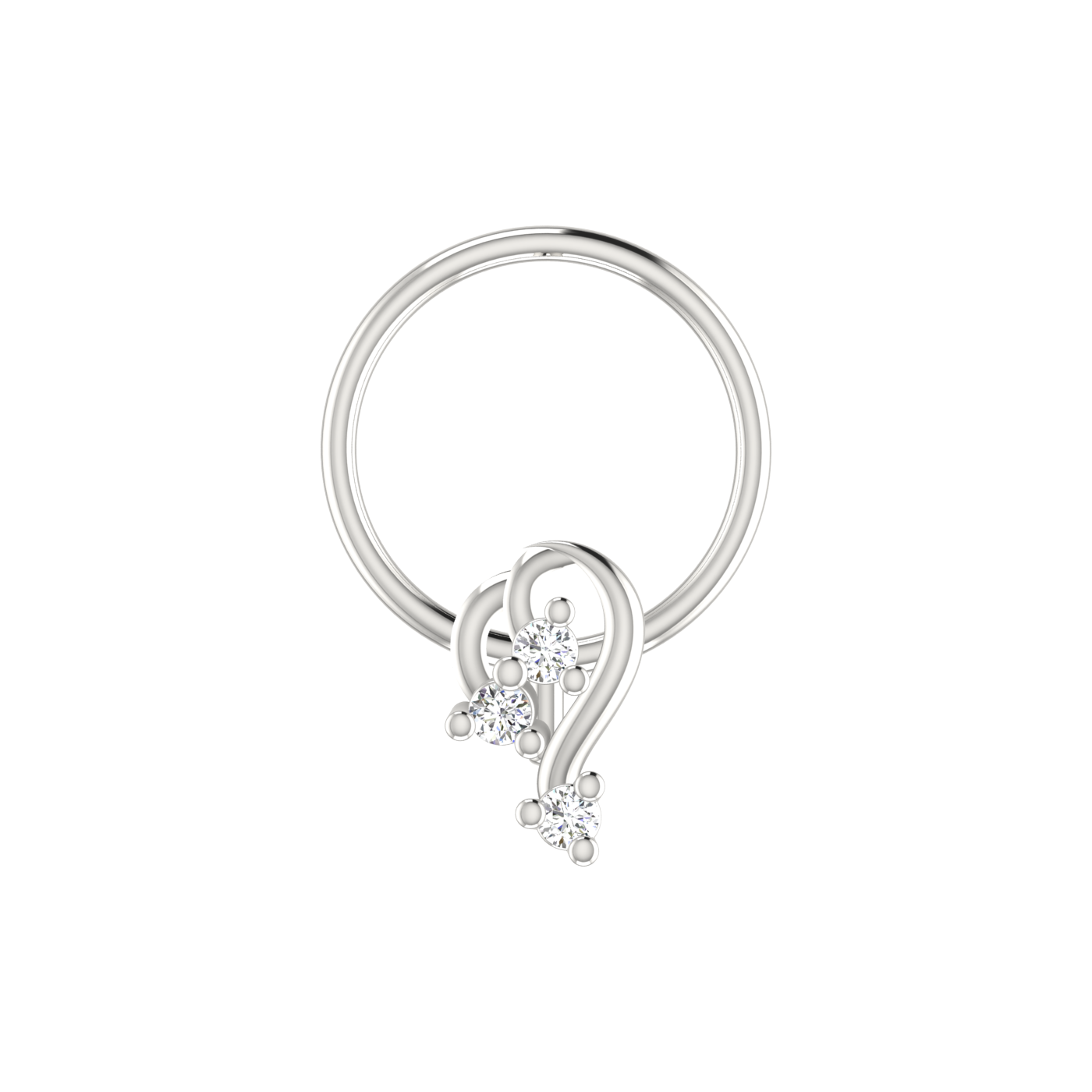 14K Gold Serene Swirl Design 0.036ct Lab Grown Diamond Nose Pin