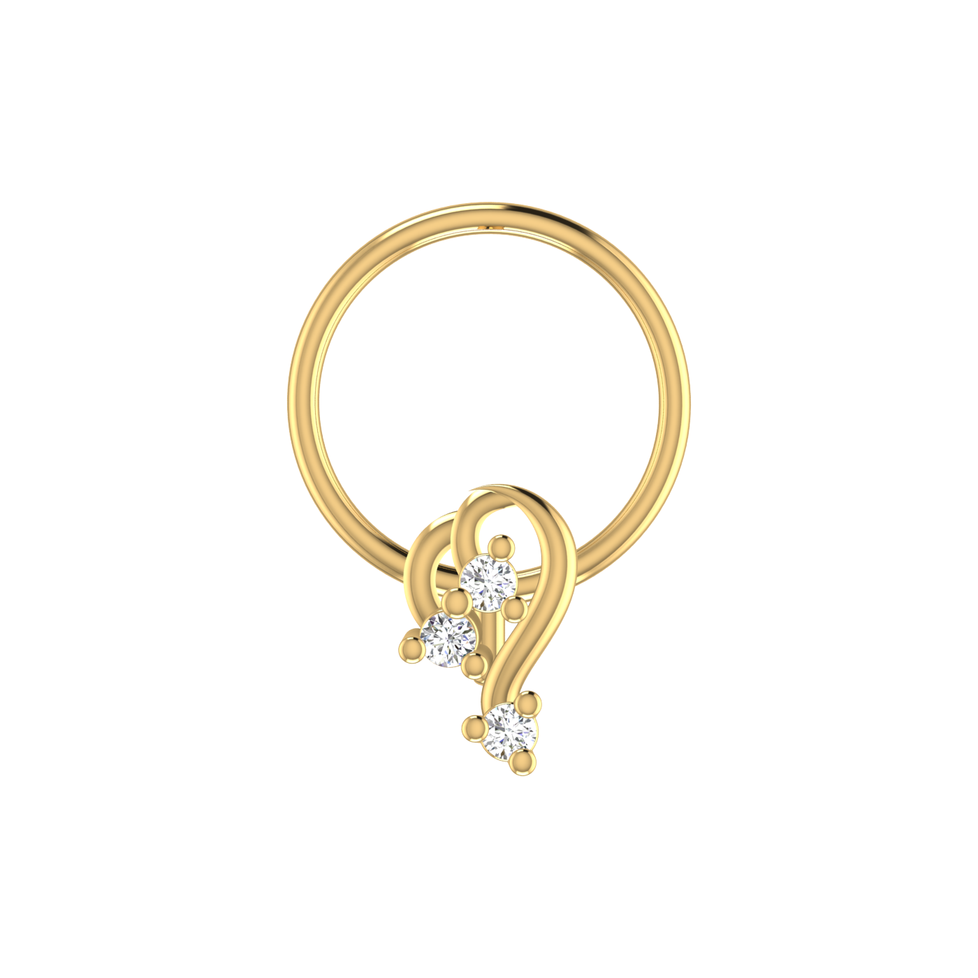 14K Gold Serene Swirl Design 0.036ct Lab Grown Diamond Nose Pin