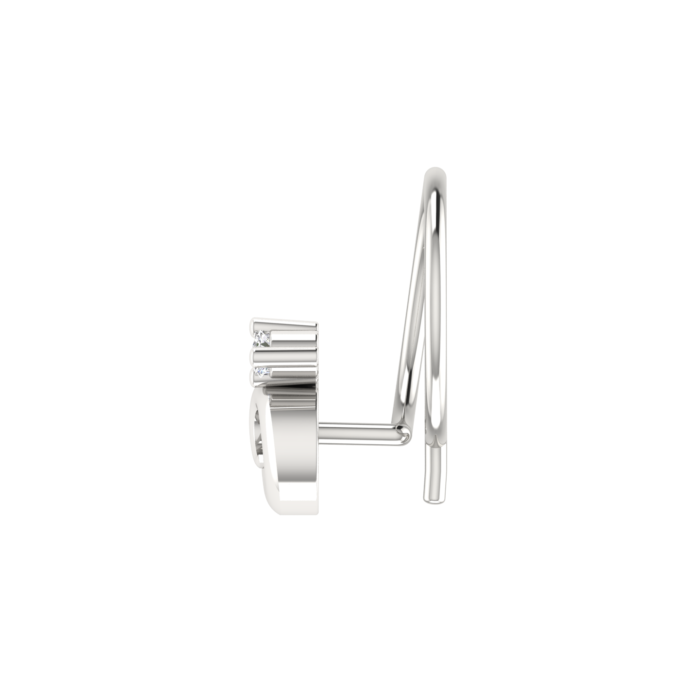 14K Gold Whirling Leaf Design 0.03ct Lab Grown Diamond Nose Pin