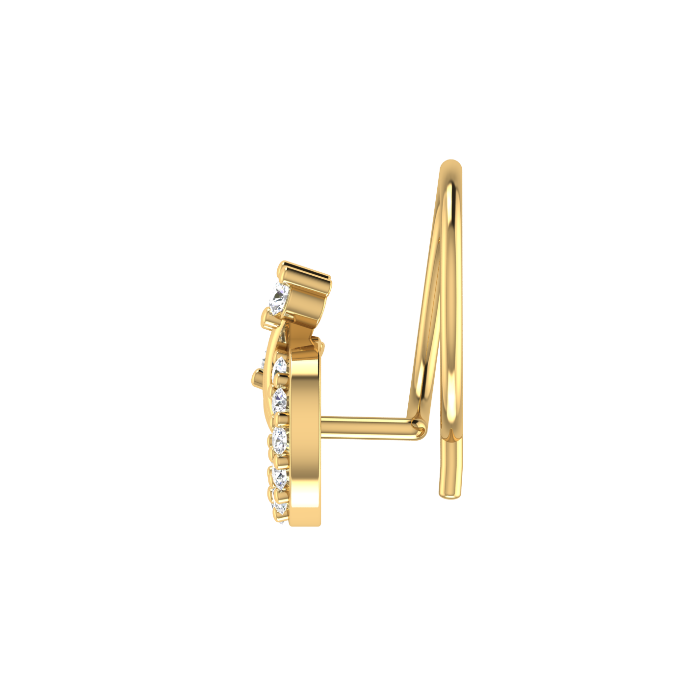 14K Gold Lunar Blossom Design 0.07ct Lab Grown Diamond Nose Pin