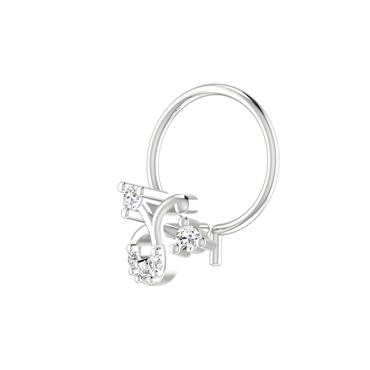 14K Gold Enchanted Vine Design 0.048ct Lab Grown Diamond Nose Pin